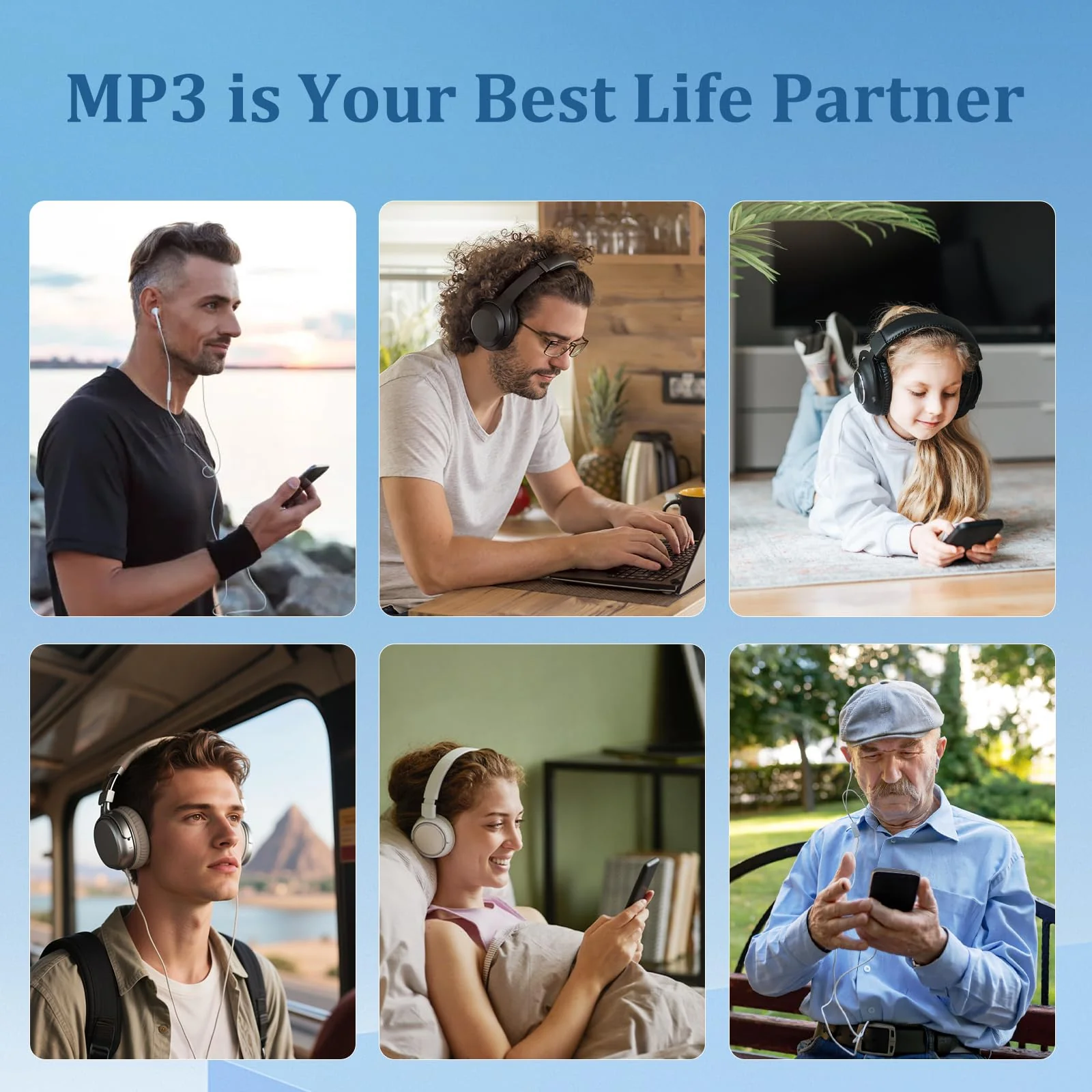 144GB MP3 Player, Bluetooth 5.2 Music Player, HiFi Sound Digital Music, Built-in HD Speaker, FM Radio, Voice Recorder, Earphones Included, MP3 Player for Friends, Kids, Students, Seniors (Black) Black - Image 7