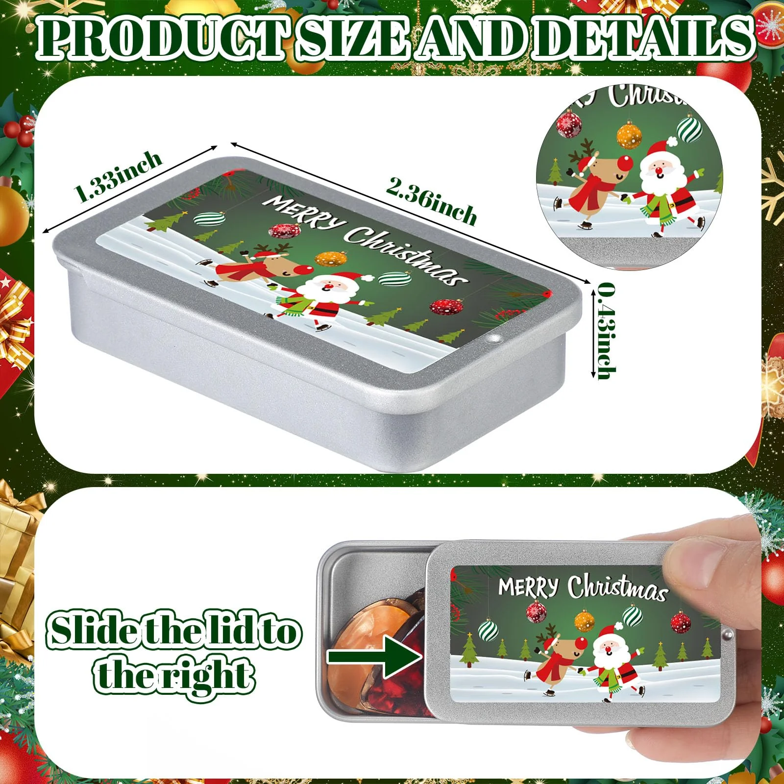 144pc Christmas Guitar Tin Pick Gift for Acoustic Guitar Celluloid Plectrums for Electric, Acoustic, Bass & Ukulele Includes 0.46mm, 0.71mm, 0.96mm(Color Random) - Image 2