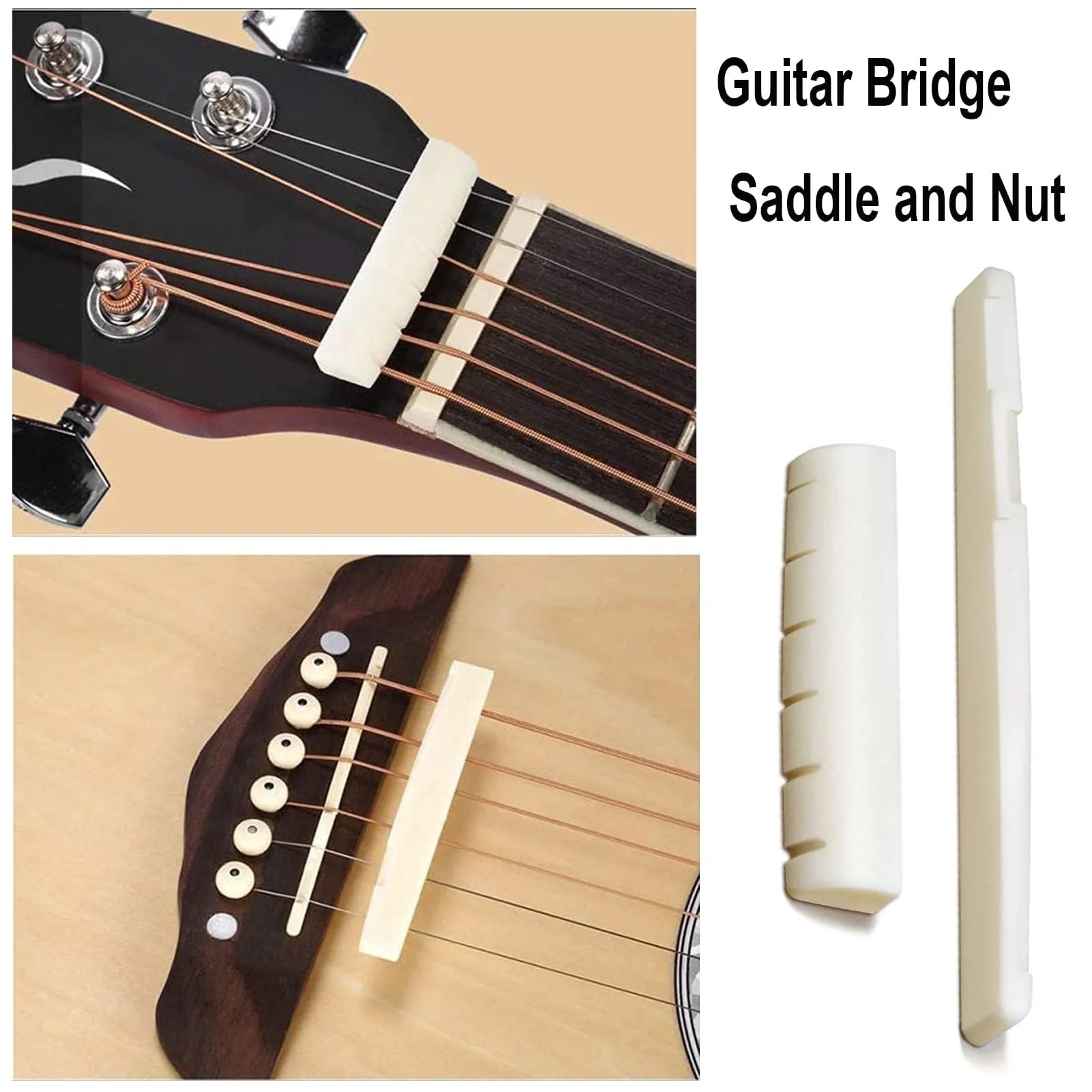 14Pcs Acoustic Guitar Bridge Pins String Pegs Guitar Saddle Nut With 3-In-1 Pin Puller Remover Guitar String Winder And Cutter Guitar Parts Accessories Replacement Tools Kits（white+black） C:14pcs+3-in-1 Pin Puller - Image 3