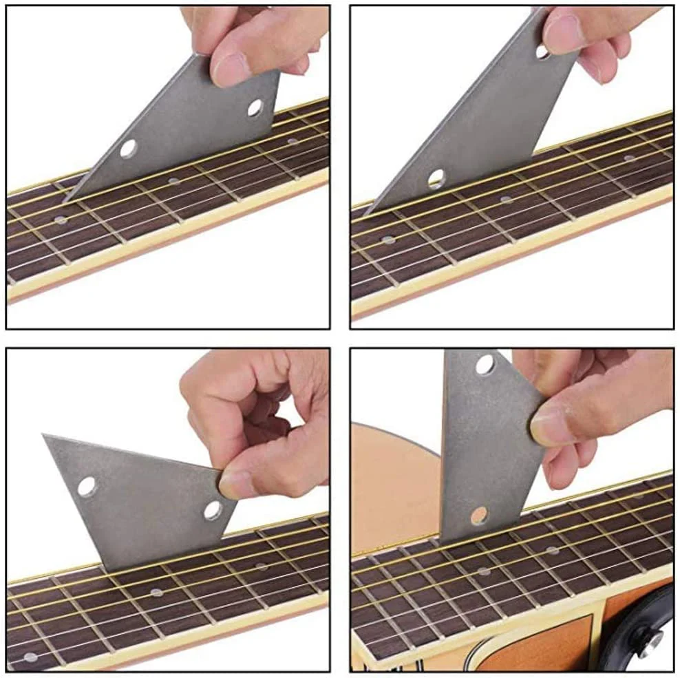 14pcs Guitar Luthier Tools Set Guitar Radius Gauge Unilateral Neck Straight Edge String Action Gauge Ruler Feeler Gauge Fret Rocker Fret Leveling Beam Set Up Tool for Guitar Fretboard and Frets - Image 3