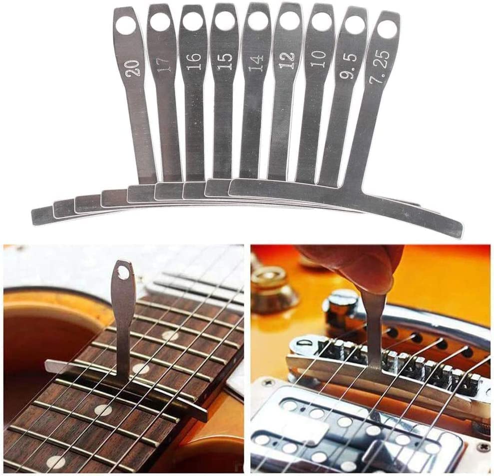 14pcs Guitar Luthier Tools Set Guitar Radius Gauge Unilateral Neck Straight Edge String Action Gauge Ruler Feeler Gauge Fret Rocker Fret Leveling Beam Set Up Tool for Guitar Fretboard and Frets - Image 6