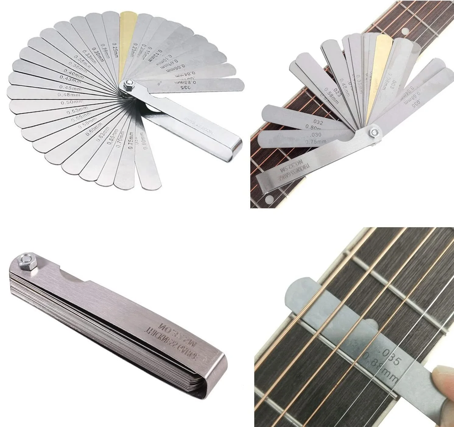 14pcs Guitar Luthier Tools Set Guitar Radius Gauge Unilateral Neck Straight Edge String Action Gauge Ruler Feeler Gauge Fret Rocker Fret Leveling Beam Set Up Tool for Guitar Fretboard and Frets - Image 8