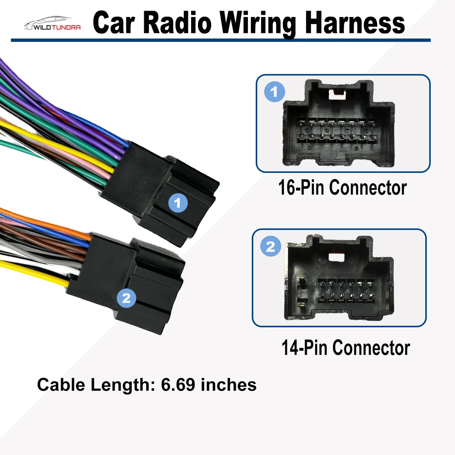 14Pin&16Pin Radio Wiring Harness compatible with Chevrolet 2007-2017 GMC 2006-2015 Buick 2006-2012 Aftermarket Stereo CD Player Receiver Wire with Antenna for Chevy Silverado Enclave Yukon Savana 14&16-pin - Image 2