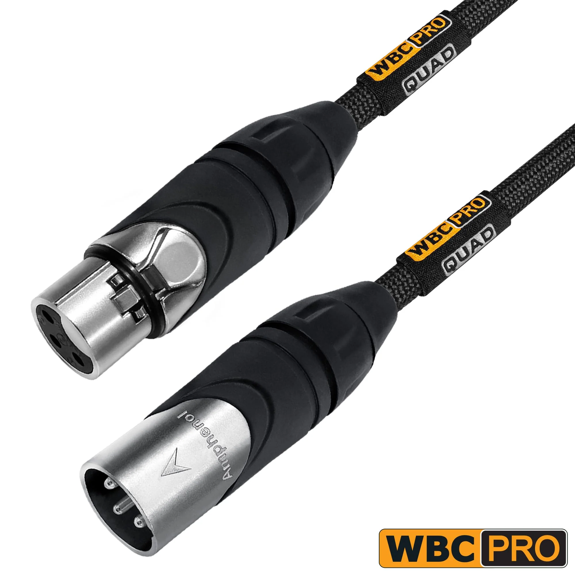 15 Foot - WBC-PRO-Quad Ultra-Silent Ultra-Flexible Balanced Star-Quad Cable with Amphenol Male & Female XLR Plugs & Black Tweed Jacket - Image 5