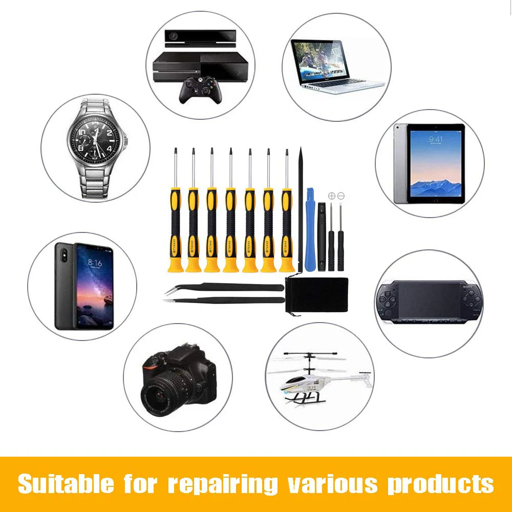 15 in 1 Torx Screwdriver Set with T3 T4 T5 T6 T8 T10 Security Torx screwdriver and ESD tweezers, Magnetic Screwdrivers Precision Repair Kit for Xbox, iPhone, PS4, Macbook, Watch, Electronics - Image 7