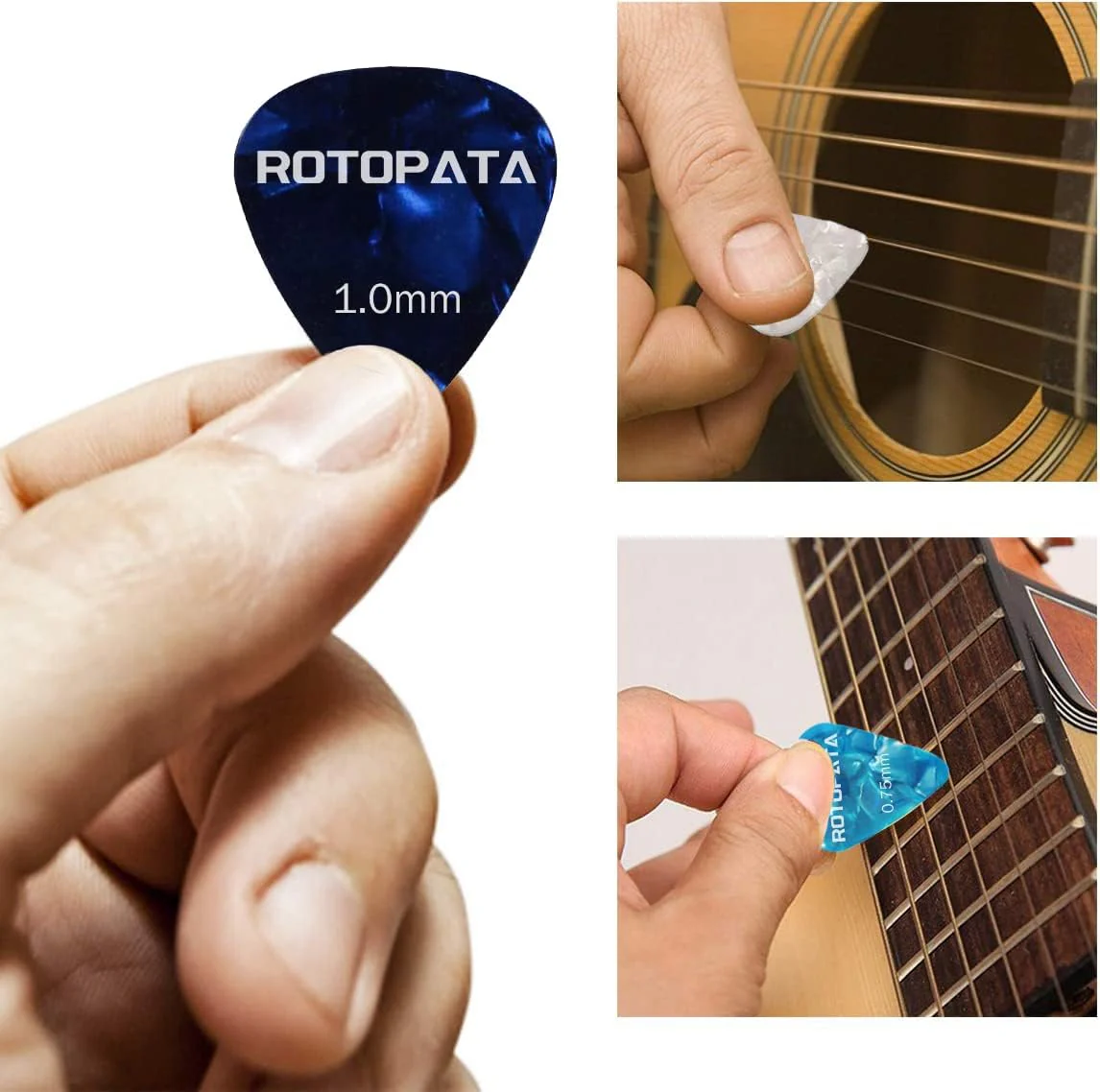 15 Pack Guitar Picks Plectrums with Organizer Storage Box, 0.5 0.75 1.0 mm Includes Thin Medium Heavy Thickness & Variety Colorful Celluloid Plectrums for Bass Electric Acoustic Guitars Ukulele - Image 4