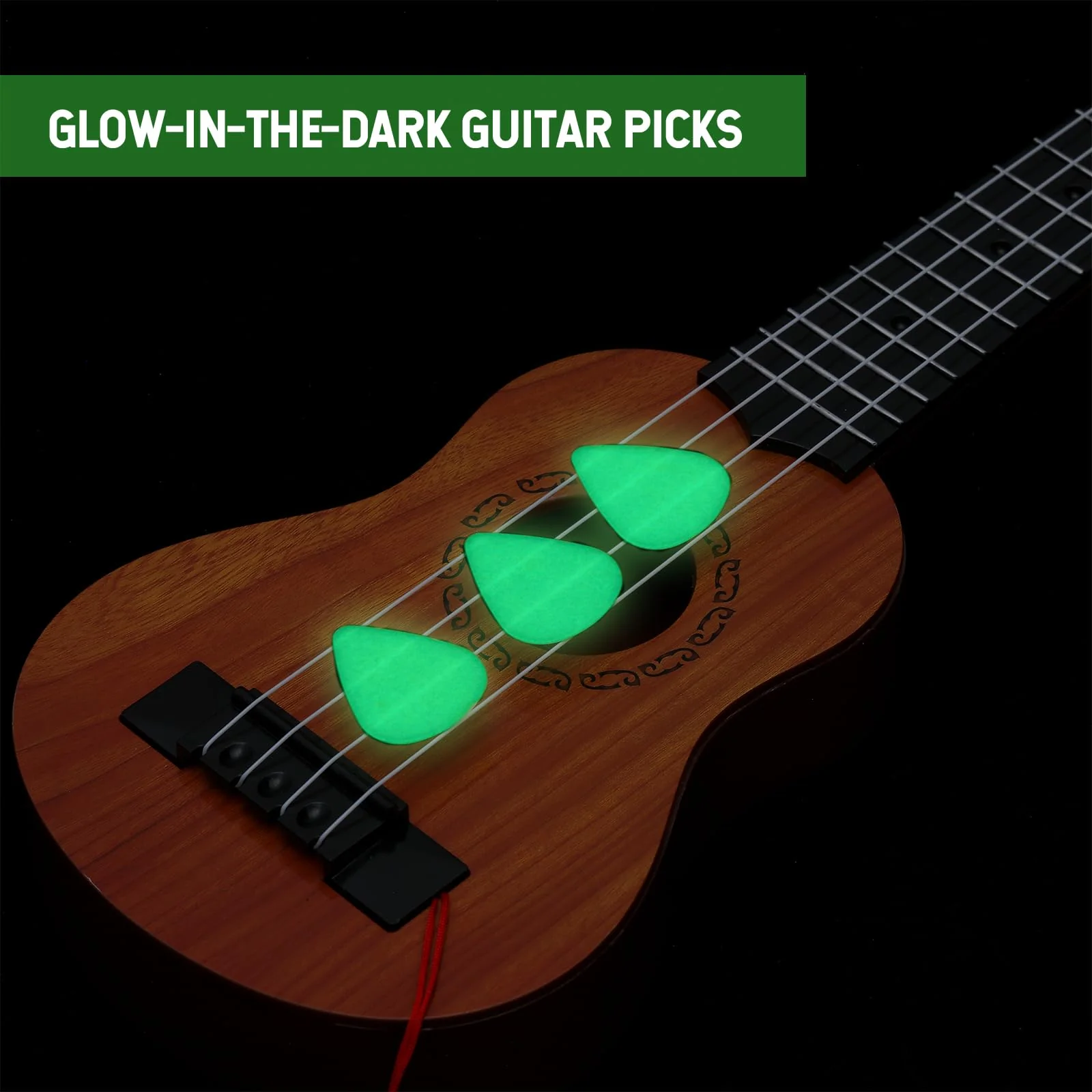 15 Pcs Glow in the Dark Guitar Picks Plectrums Celluloid Guitar Picks 3 Sizes 0.5 0.75 1.0 mm, Thin Medium Heavy Thickness, Light up Guitar Picks for Bass Electric Acoustic Guitars Ukulele - Image 5