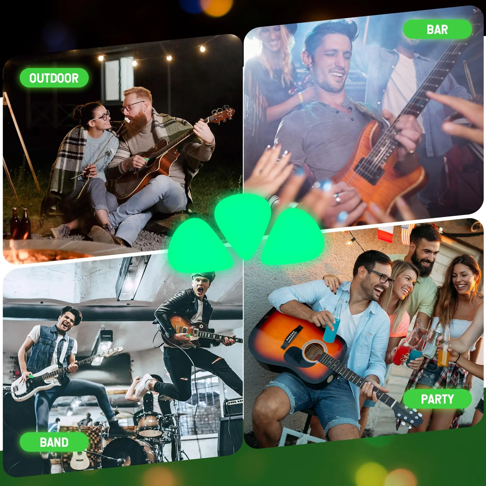 15 Pcs Glow in the Dark Guitar Picks Plectrums Celluloid Guitar Picks 3 Sizes 0.5 0.75 1.0 mm, Thin Medium Heavy Thickness, Light up Guitar Picks for Bass Electric Acoustic Guitars Ukulele - Image 6