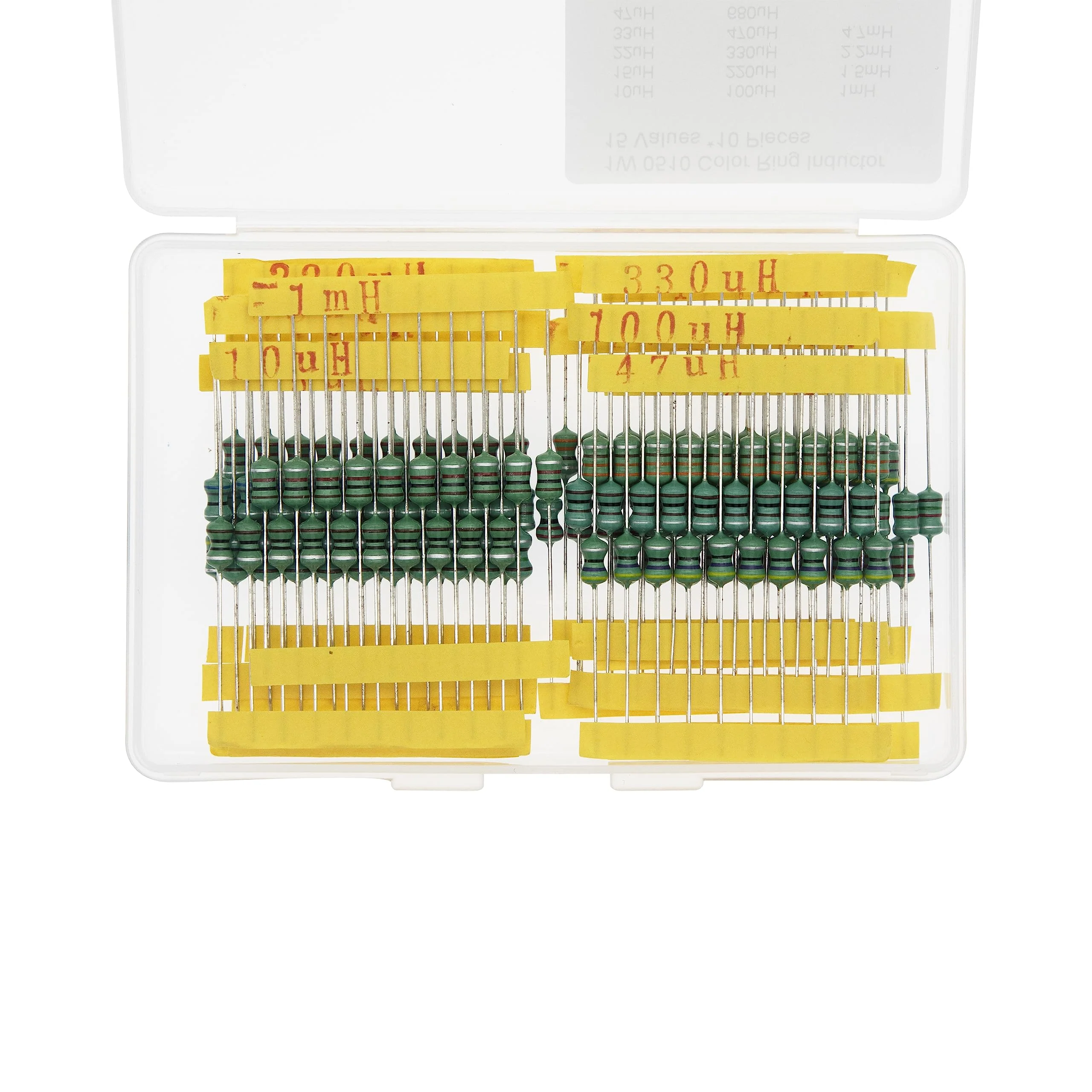 15 Values * 10 Pieces 1W 0510 Color Ring Inductor Kit 10uH 15uH 22uH 33uH 47uH 68uH 100uH 220uH 330uH 470uH 680uH 1mH 1.5mH 2.2mH 4.7mH - Image 2