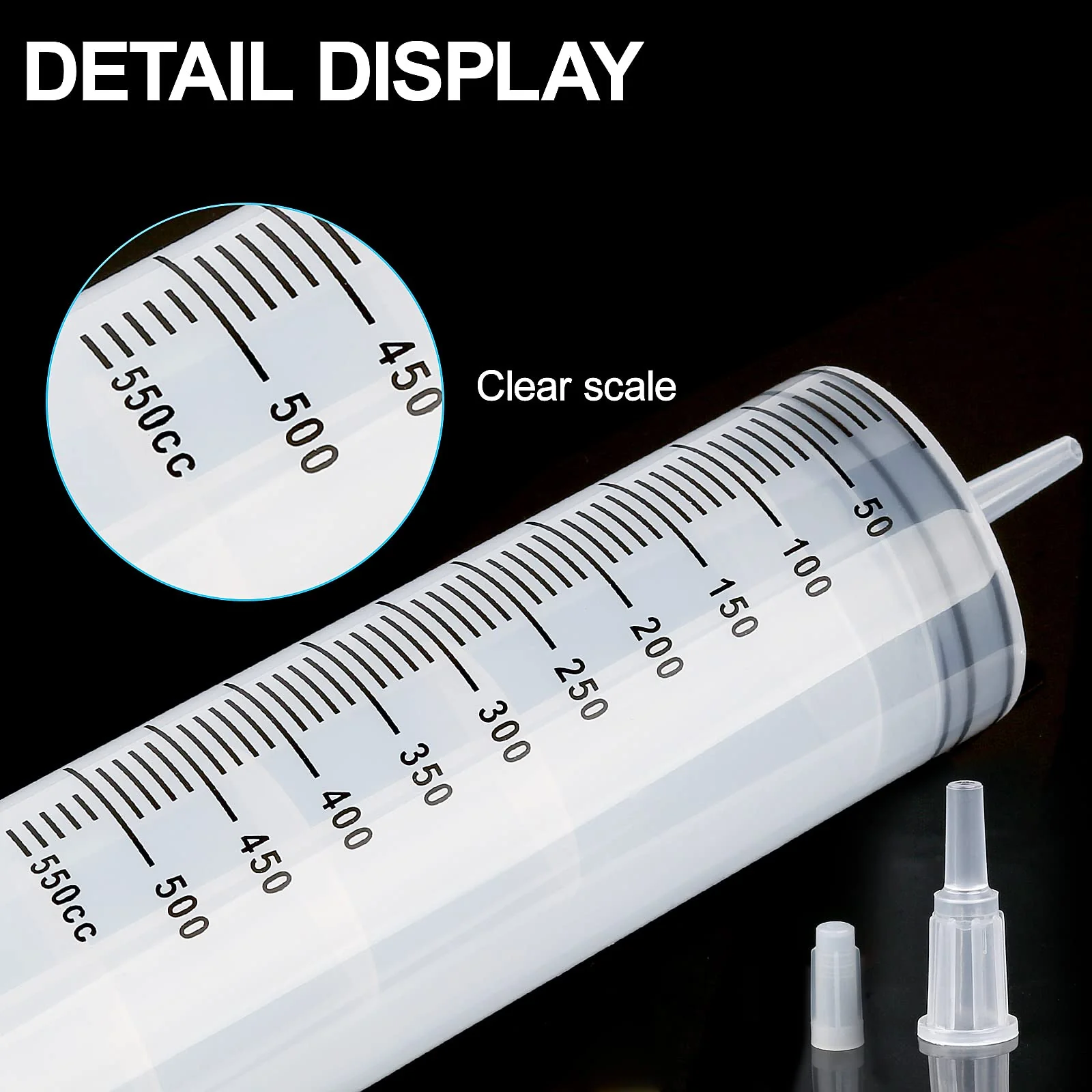 150/250/350/550 ml Syringe with Plastic Tubes, Reusable Plastic Syringe for Oil or Glue Applicators, Experiments, Pet Feeding, Industrial Applications (550 ml) 550ml - Image 3