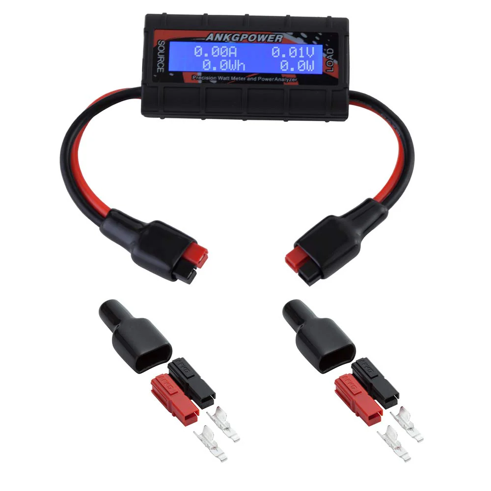 150A Watt Meter Power Analyzer, High Precision RC with Digital LCD Screen&2 Sets of 45amp Power Pole Connectors for Voltage (V) Current (A) Power (W) Charge(Ah) and Energy (Wh) Measurement BLACK - Image 2