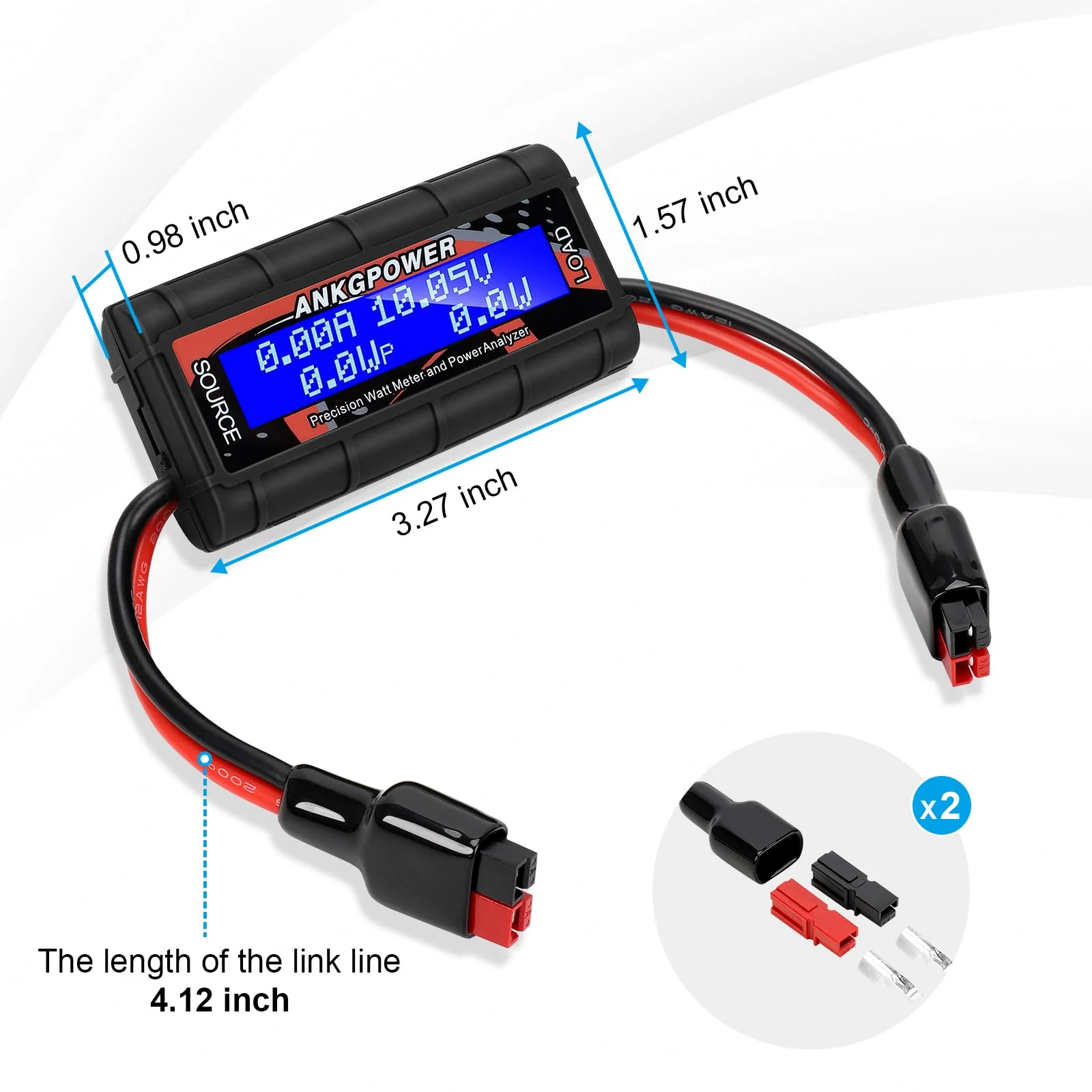 150A Watt Meter Power Analyzer, High Precision RC with Digital LCD Screen&2 Sets of 45amp Power Pole Connectors for Voltage (V) Current (A) Power (W) Charge(Ah) and Energy (Wh) Measurement BLACK - Image 3