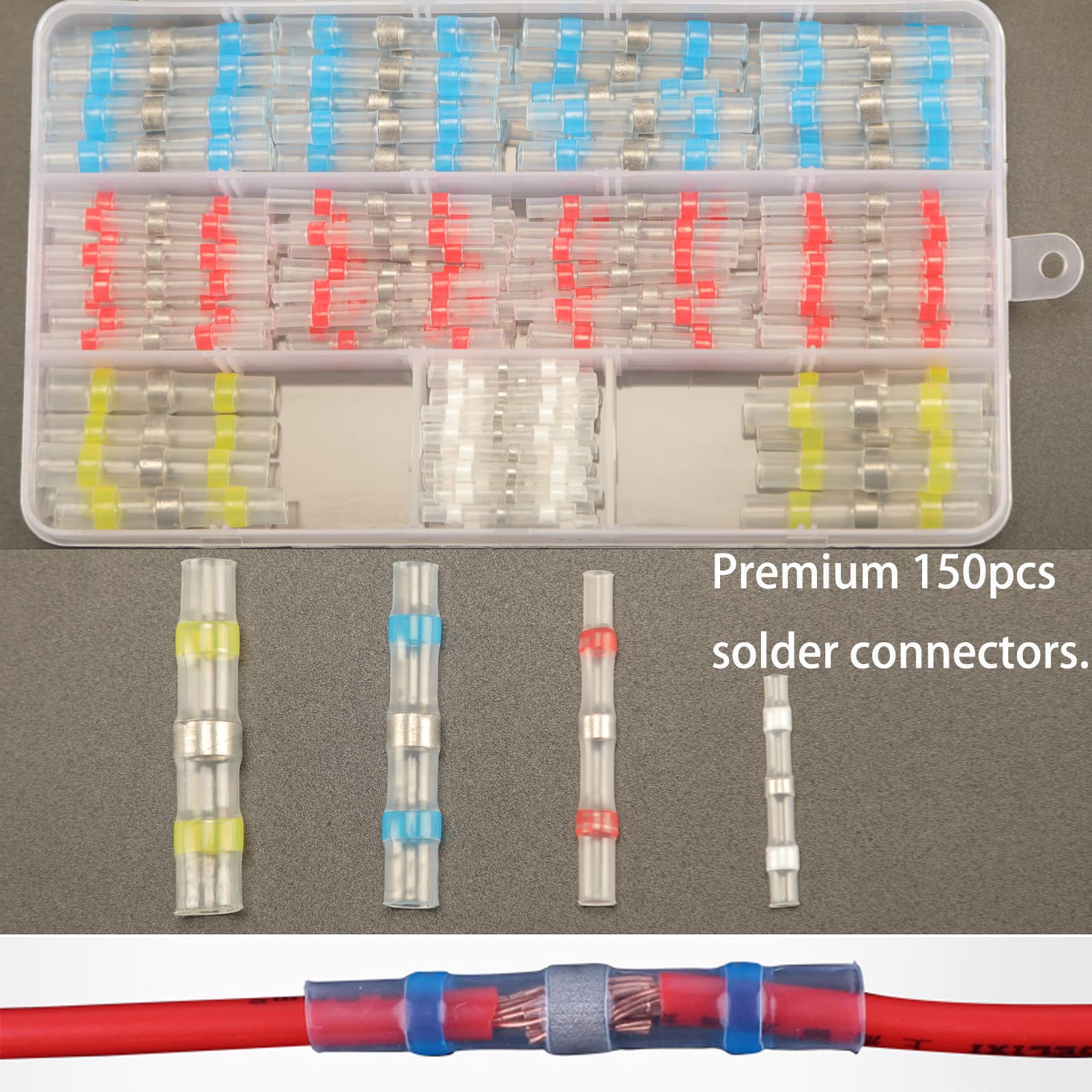 150PCS Waterproof Solder Seal Wire Connectors, Heat Shrink Terminals Kit, Marine Grade Butt Splice Connectors 150pcs - Image 2