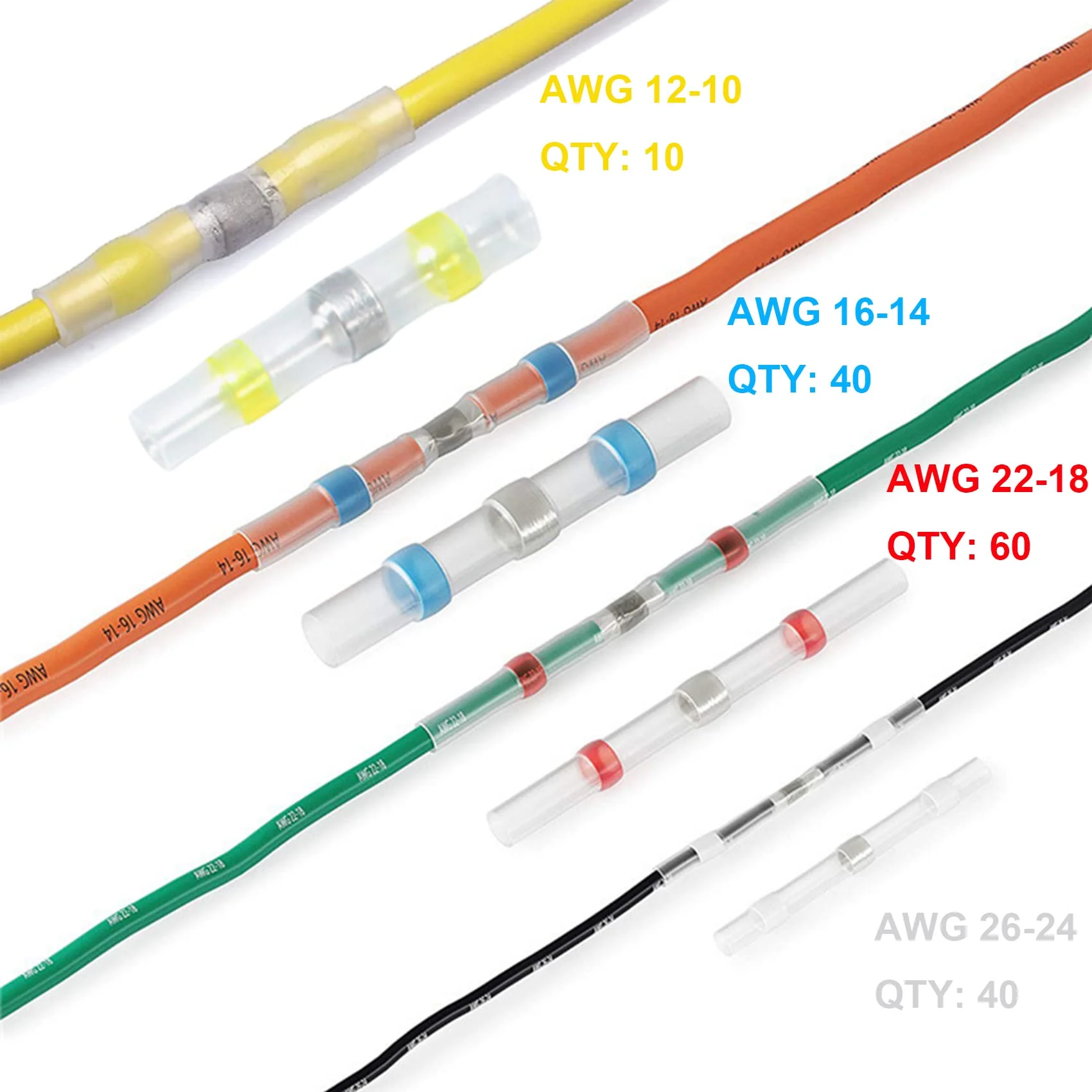 150PCS Waterproof Solder Seal Wire Connectors, Heat Shrink Terminals Kit, Marine Grade Butt Splice Connectors 150pcs - Image 3