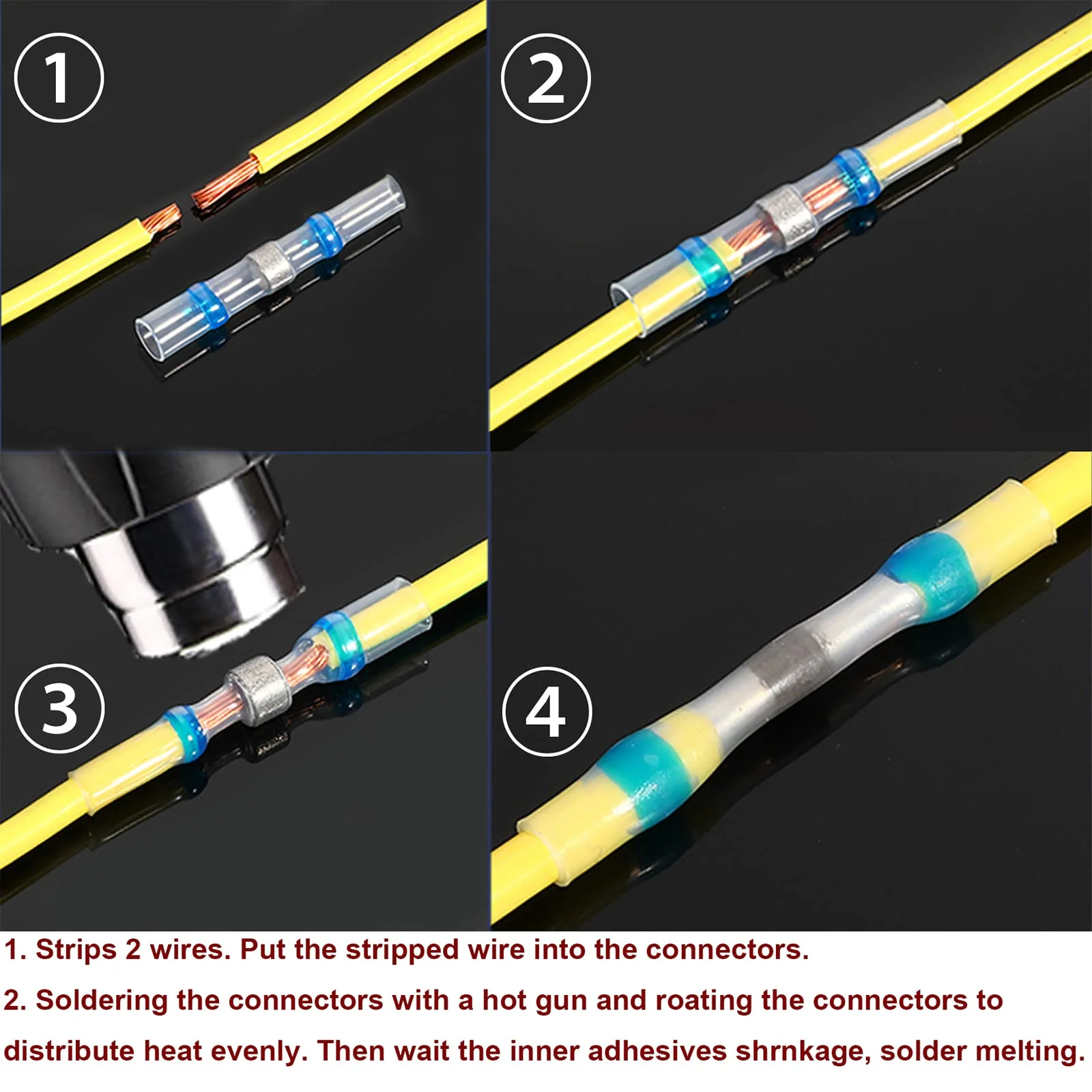 150PCS Waterproof Solder Seal Wire Connectors, Heat Shrink Terminals Kit, Marine Grade Butt Splice Connectors 150pcs - Image 5