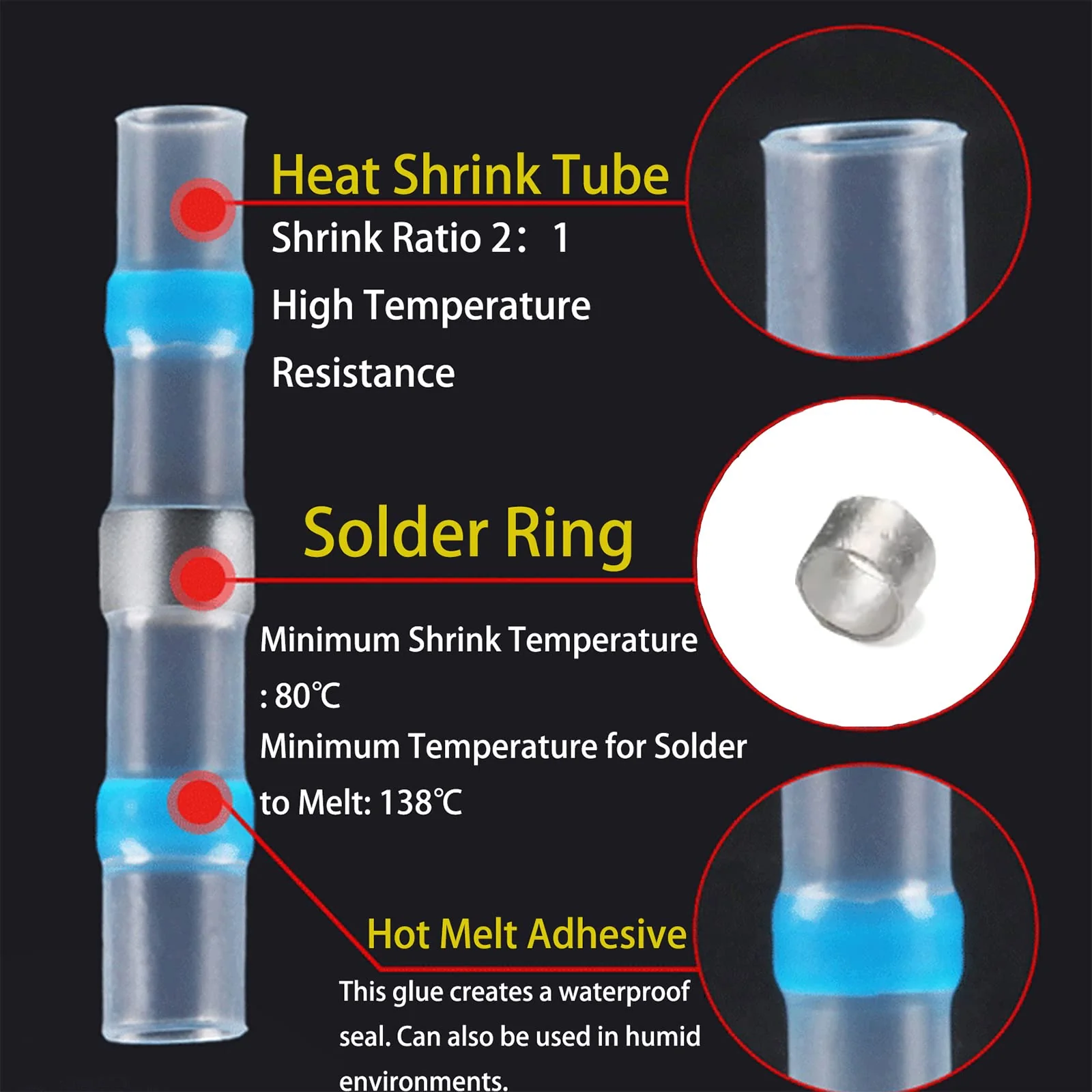 150PCS Waterproof Solder Seal Wire Connectors, Heat Shrink Terminals Kit, Marine Grade Butt Splice Connectors 150pcs - Image 6