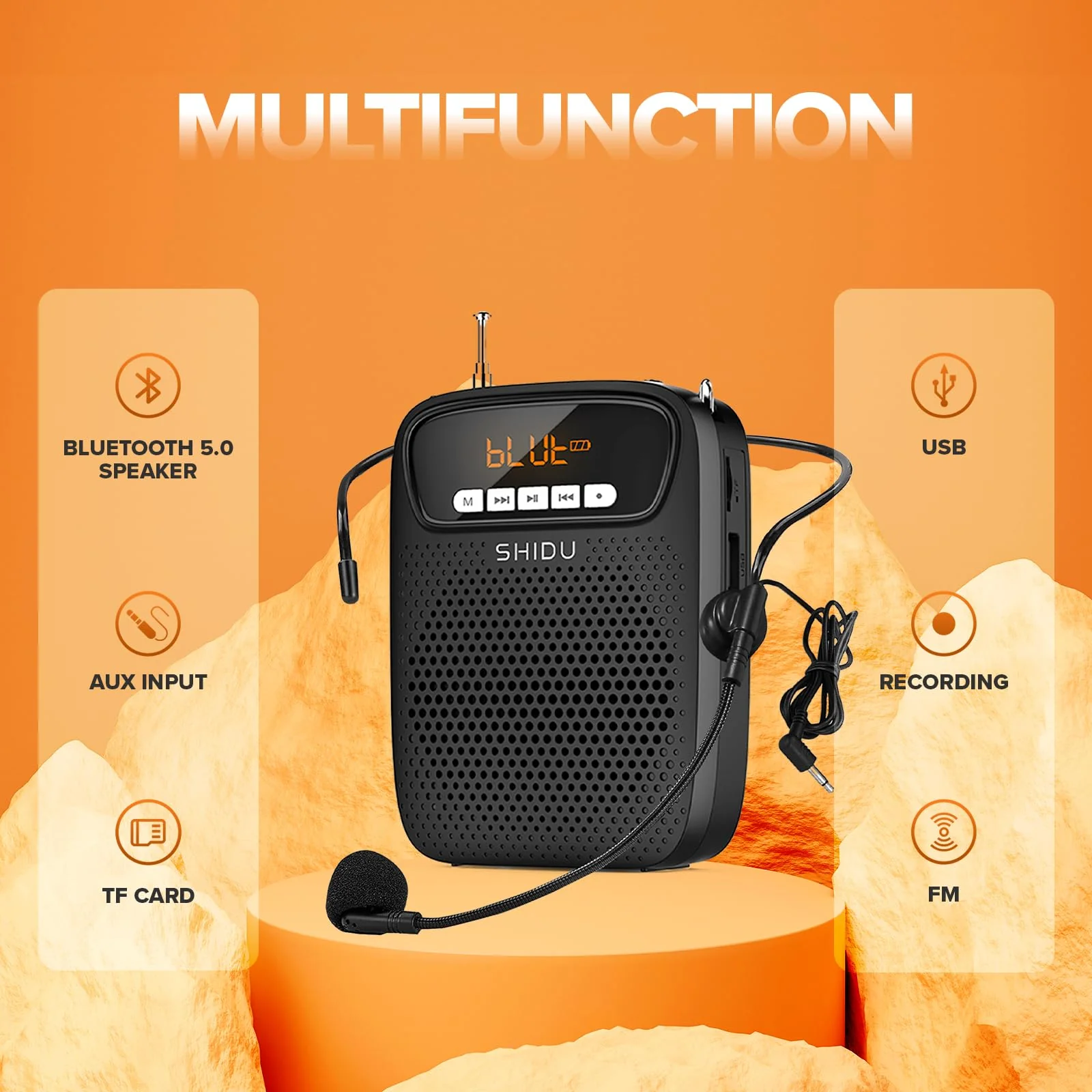 15W Portable Mini Voice Amplifier with Lapel Microphone & Wired Microphone Headset, Rechargeable Megaphone Speaker with 2 Mics for Teachers, Small Pa System for Classroom - Image 5