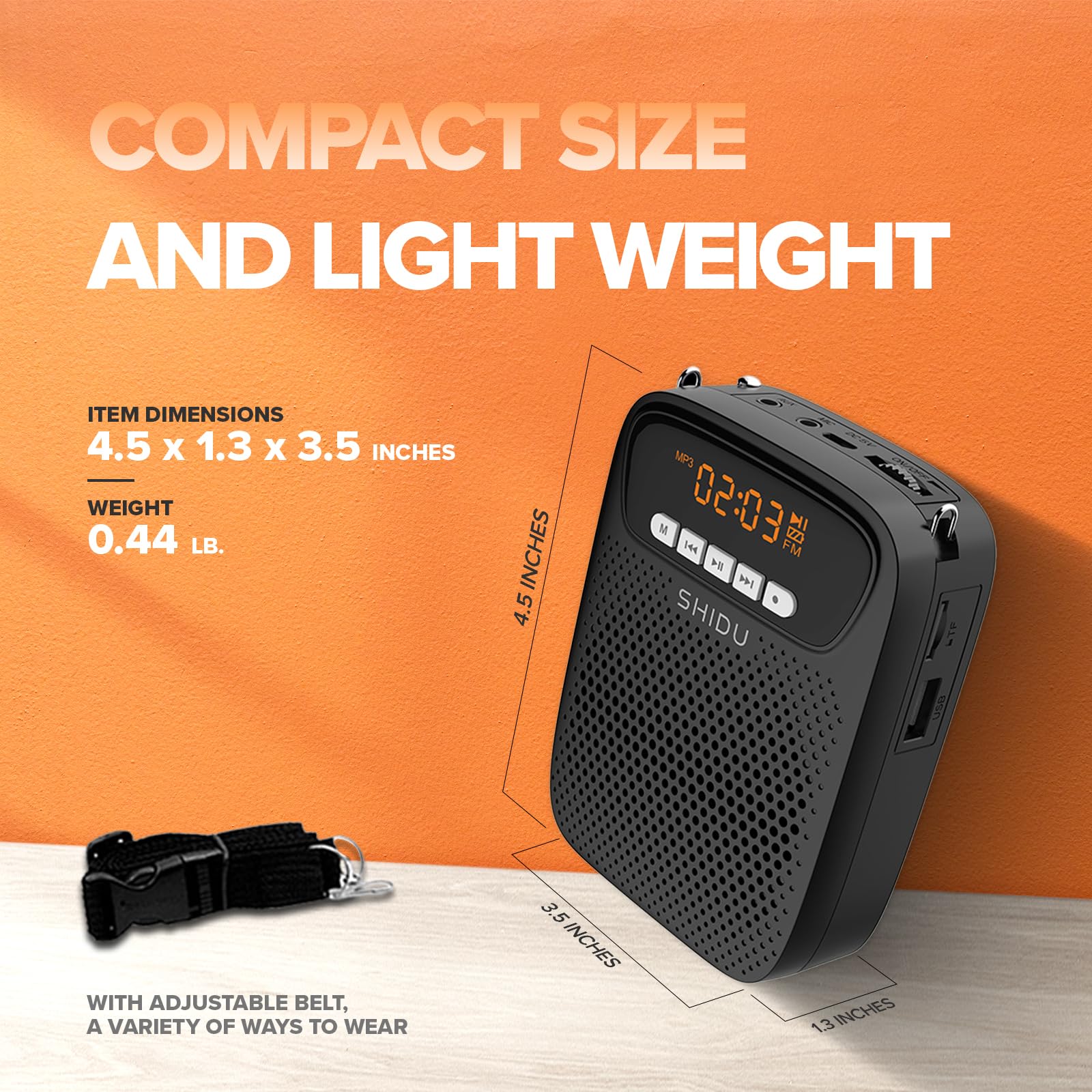 15W Portable Mini Voice Amplifier with Lapel Microphone & Wired Microphone Headset, Rechargeable Megaphone Speaker with 2 Mics for Teachers, Small Pa System for Classroom - Image 6
