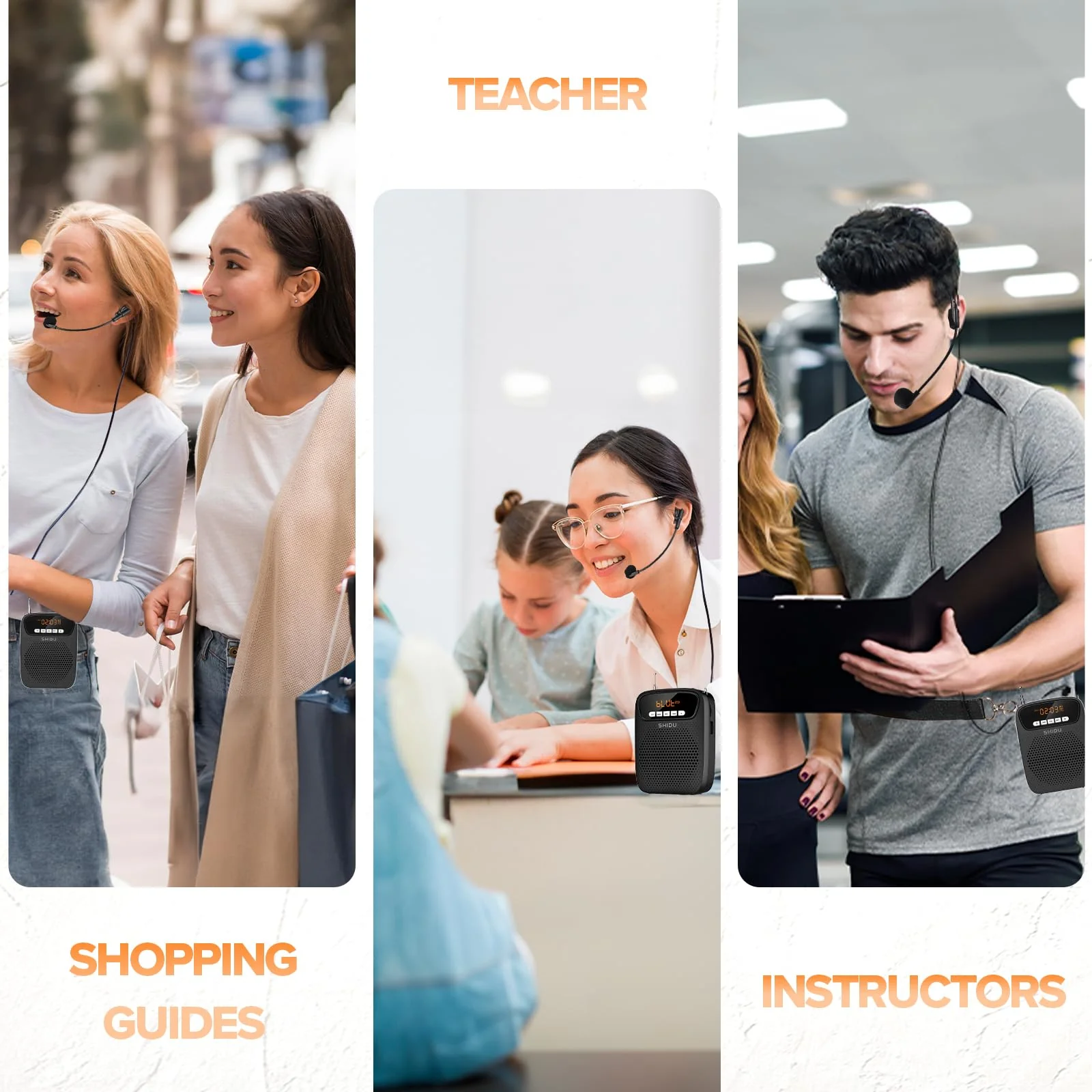 15W Portable Mini Voice Amplifier with Lapel Microphone & Wired Microphone Headset, Rechargeable Megaphone Speaker with 2 Mics for Teachers, Small Pa System for Classroom - Image 9