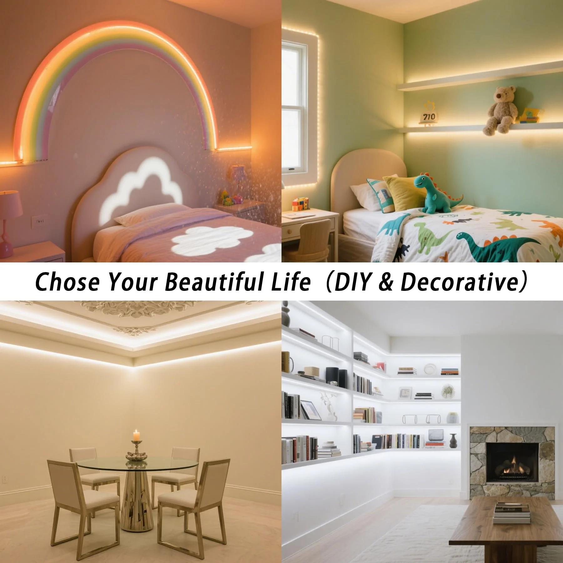 16.4ft Dimmable White LED Strip Light Kit, Dimmable 3000K-6500K, 24V Strip Lights with Remote Control, Flexible LED Strip Light, Eye Protection for Bedroom, Home Lighting, Mirror, Kitchen, Bar Cabinet Multicolor 16.4FT - Image 6