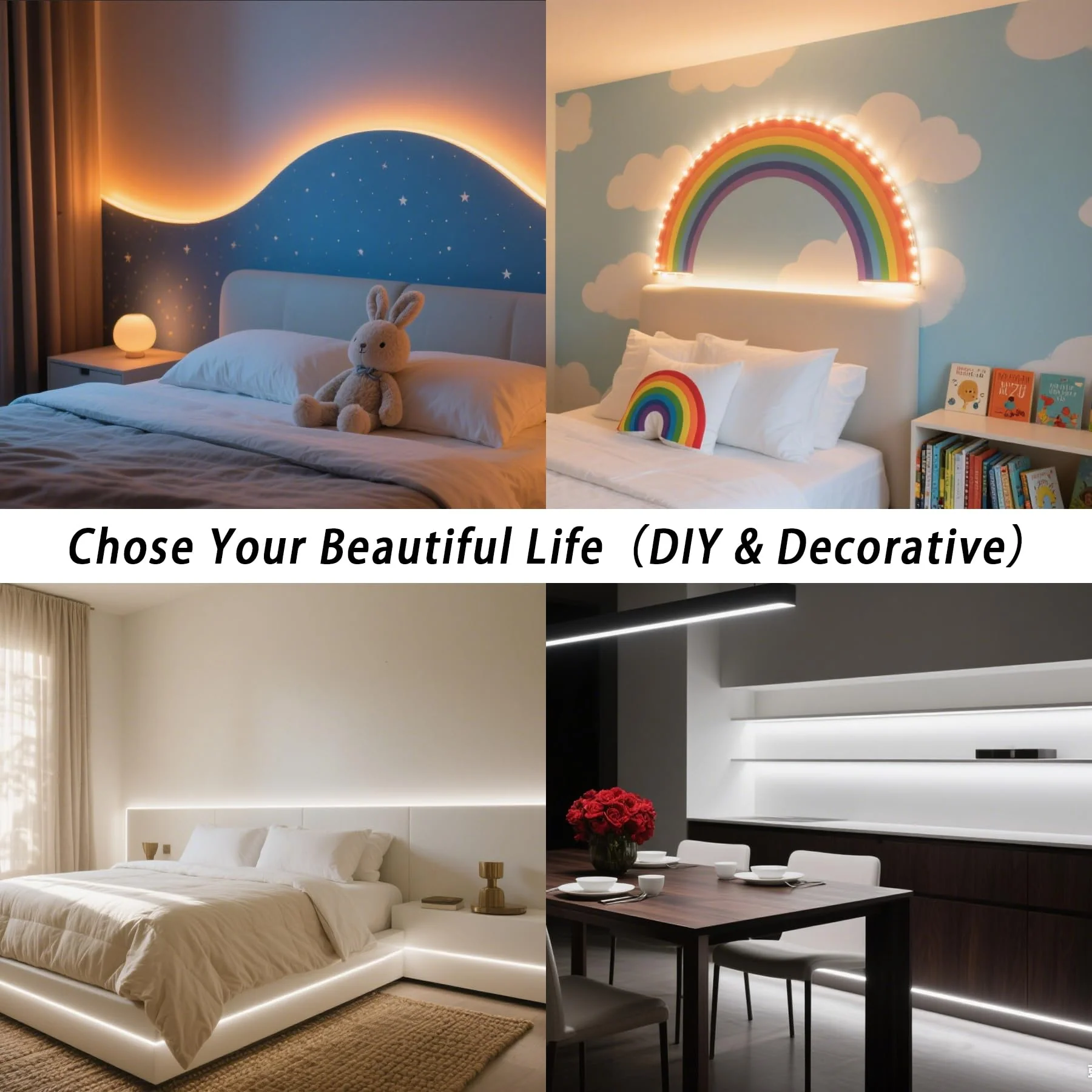 16.4ft Dimmable White LED Strip Light Kit, Dimmable 3000K-6500K, 24V Strip Lights with Remote Control, Flexible LED Strip Light, Eye Protection for Bedroom, Home Lighting, Mirror, Kitchen, Bar Cabinet Multicolor 16.4FT - Image 7