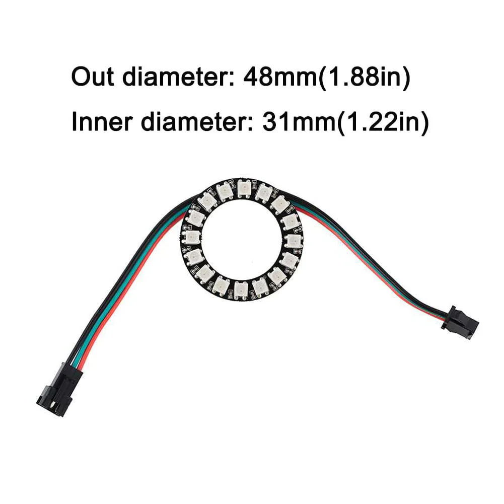 16 Bits WS2812 Addressable LED Ring with SM2.54-3P Connector Wire, 16 X WS2812B 5050 RGB LEDs with Integrated Drivers DC5V for Arduino ESP8266 ESP32 Devkit Nodemcu (Pack of 4pc) - Image 3