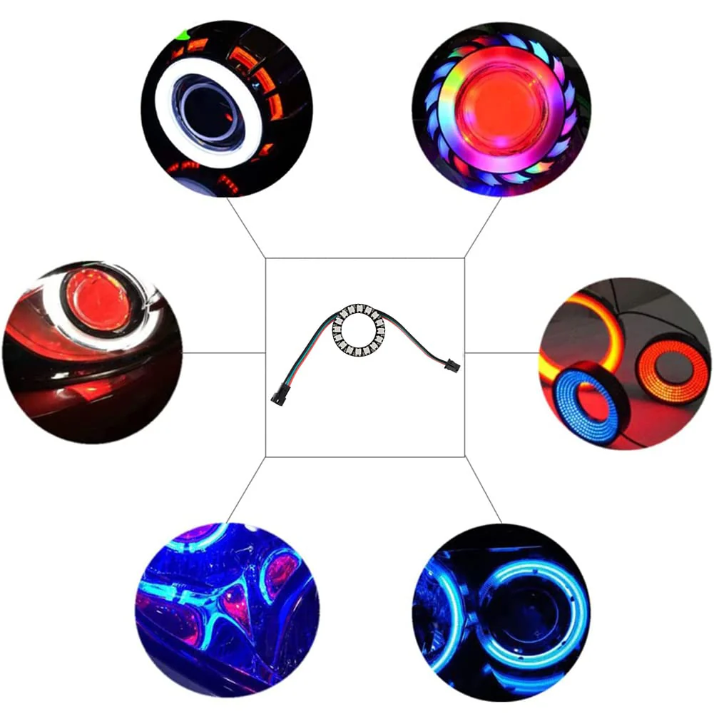 16 Bits WS2812 Addressable LED Ring with SM2.54-3P Connector Wire, 16 X WS2812B 5050 RGB LEDs with Integrated Drivers DC5V for Arduino ESP8266 ESP32 Devkit Nodemcu (Pack of 4pc) - Image 5
