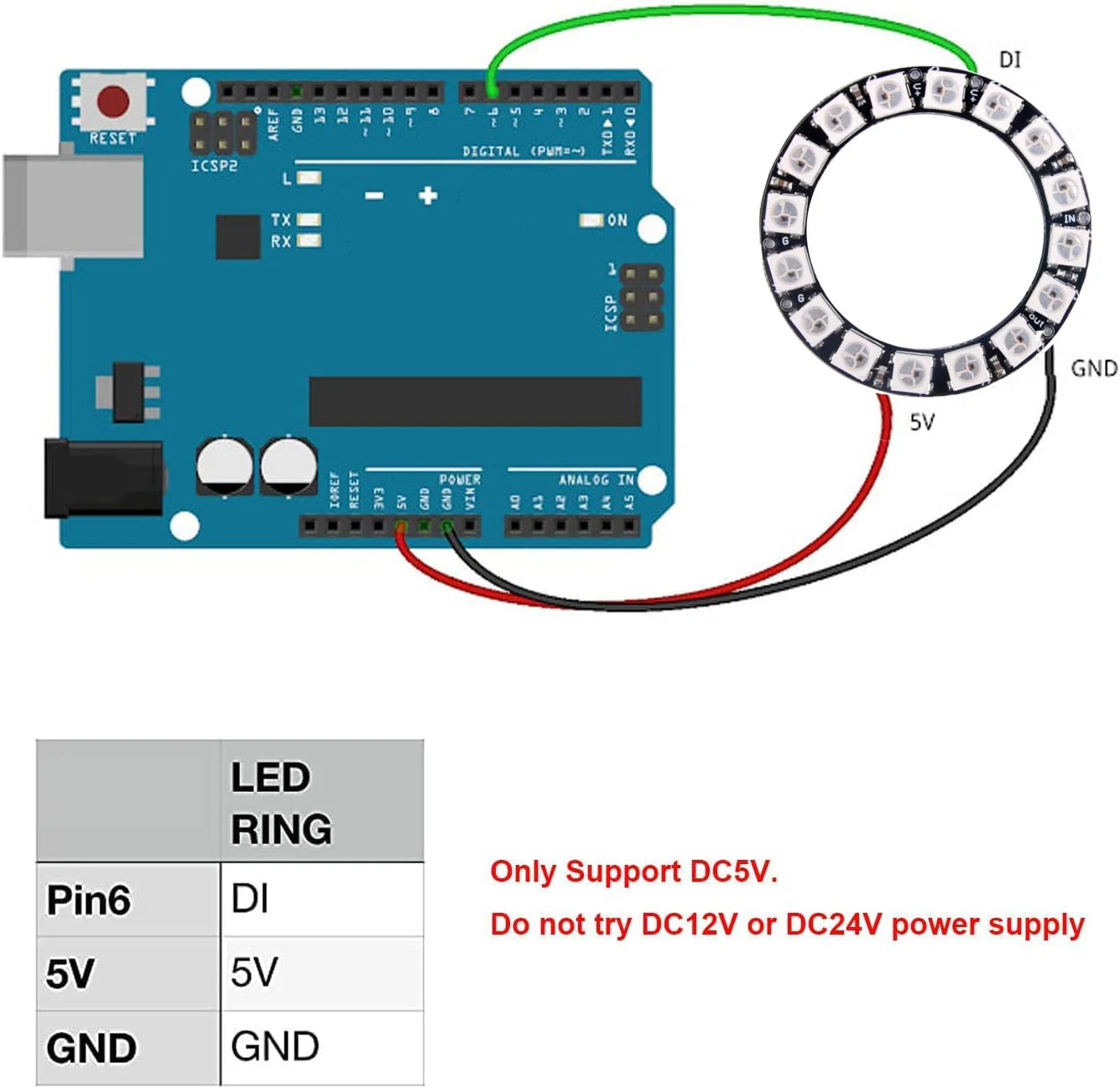 16 Bits WS2812 RGB LED Ring 16 X WS2812B 5050 Full Dream Color Light LED ith Integrated Drivers Individual Addressable for Arduino Raspberry Pi ESP32 (Pack of 2pcs) - Image 6