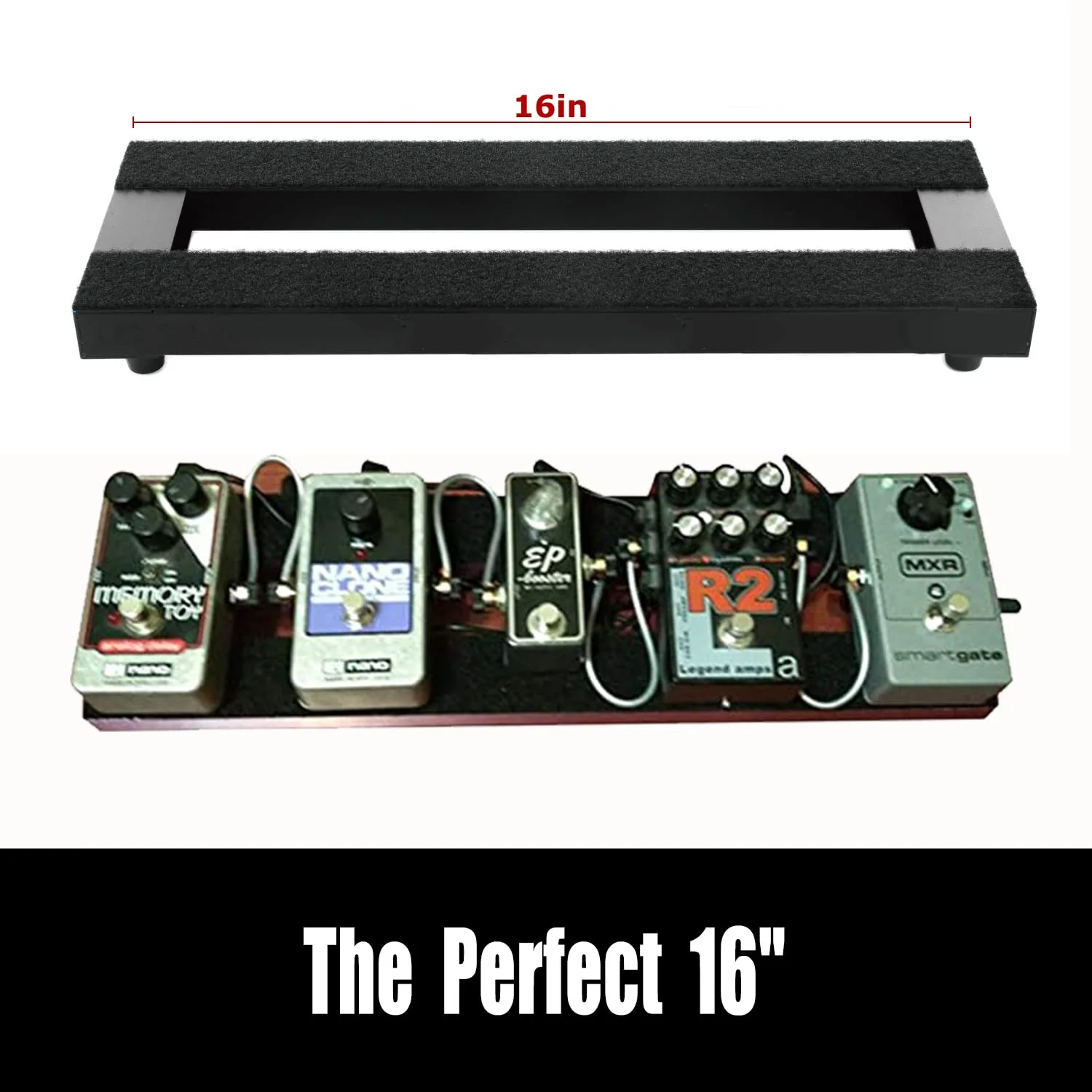 16" Guitar Pedalboard with Tubular Aluminum Frame & Hard-Anodized Finish, Ultra-Sturdy & Scratch-Resistant Portable Board for 3-5 Pedals, Includes Velcro, Power Cables & Zip Ties 16 INCH Black - Image 6