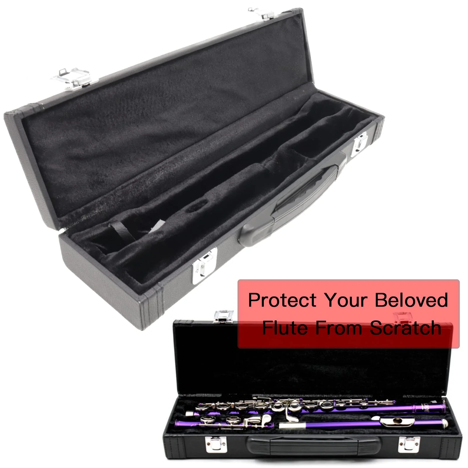 16 Hole Flute Case Cover, Hard Wooden Flute Case, Portable PU Leather Flute Case, Universal 16 Hole Flute Case Cover for Beginners Students, Flute Accessories - Image 3