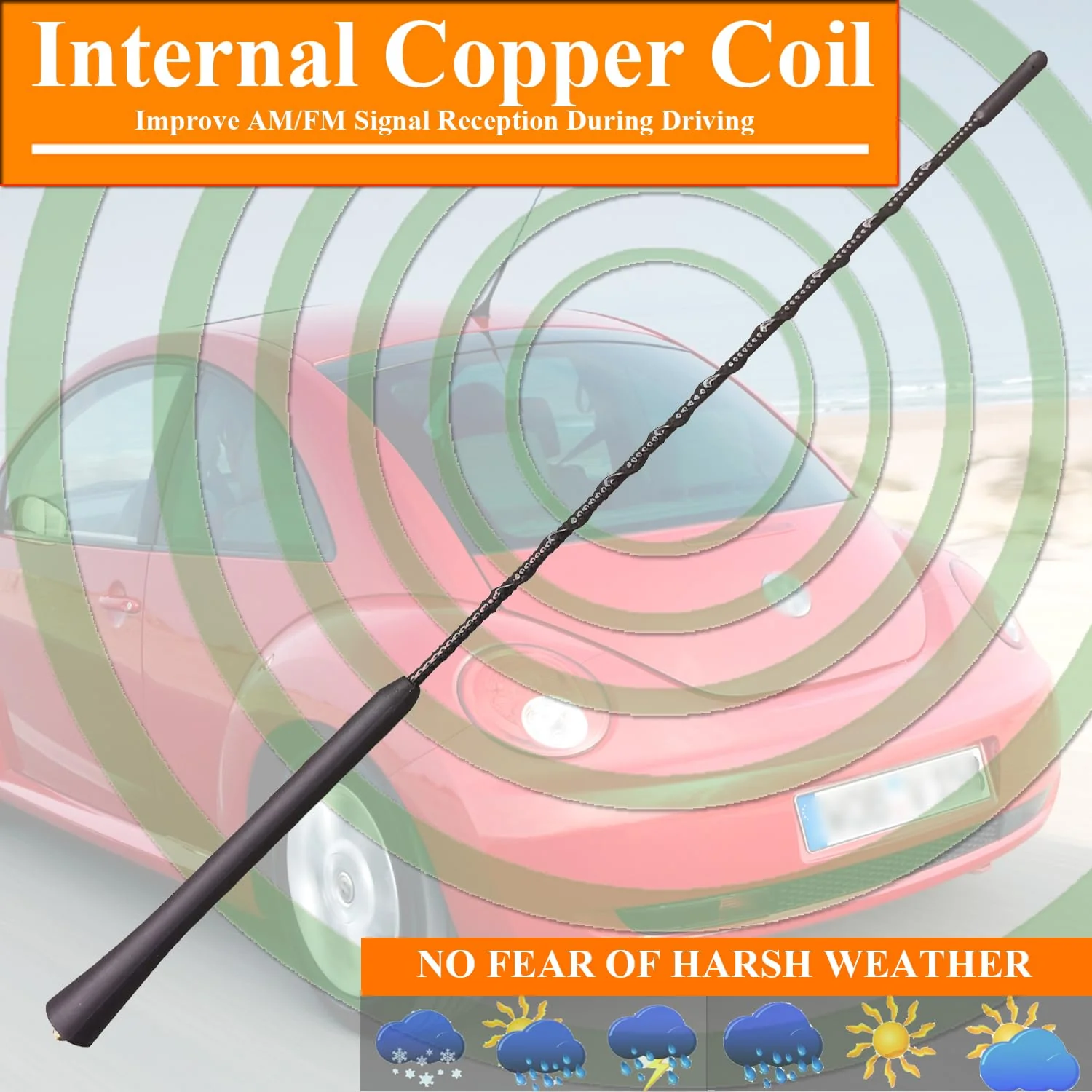 16 Inch Flexible Rubber Antenna Replacement for Volkswagen Tiguan (2009-2011), New Beetle (1999-2010), Jetta (2000-2010), Black - Image 5