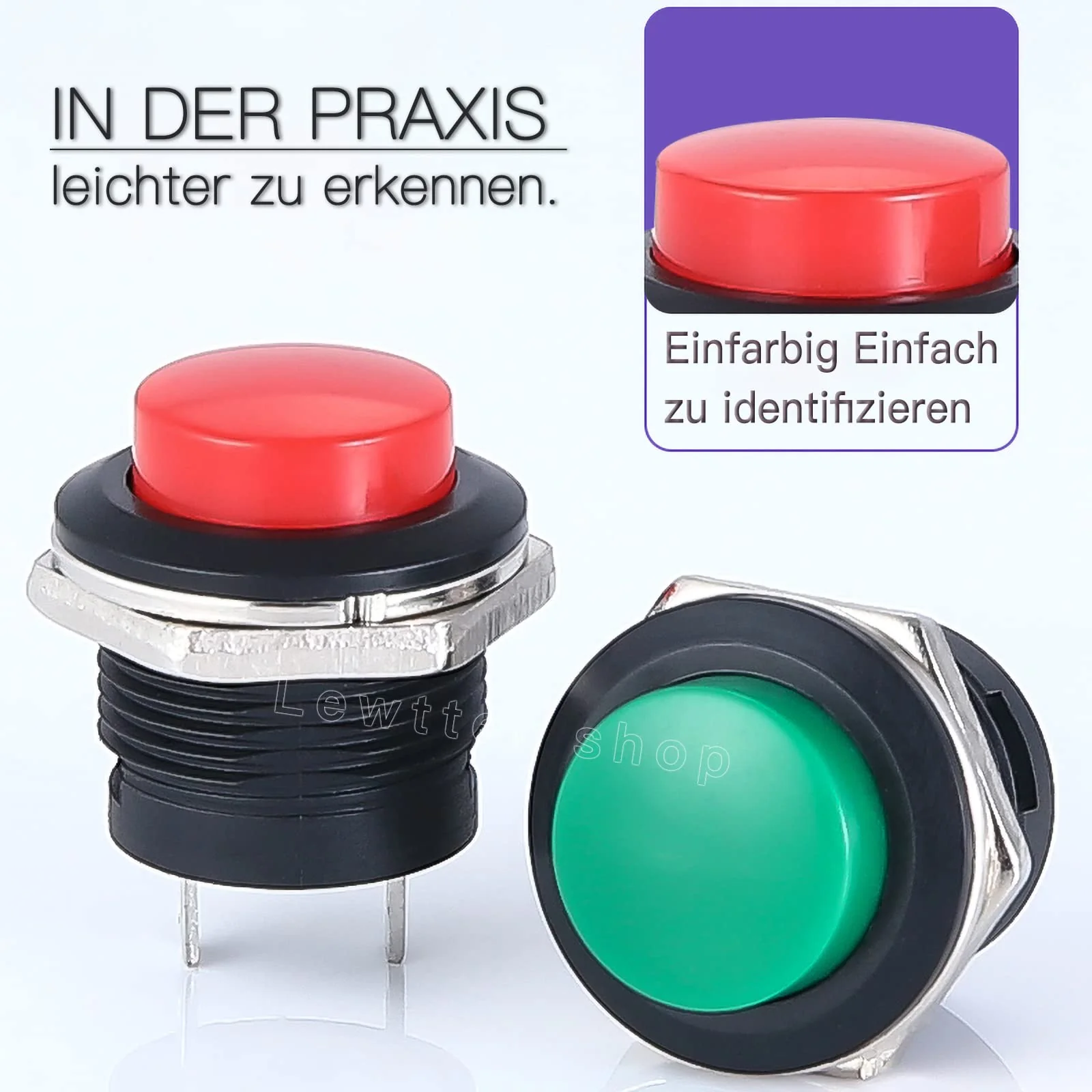 16 mm Momentary Push Button On Off Switch Assorted Red Green Yellow Blue White Black 3A 250V AC 2-Pin Self-Resetting Mini Round Switch 16mm - Image 4