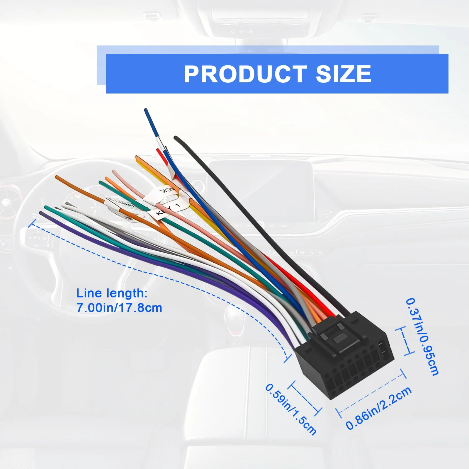 16 Pin Vehicle Aftermarket Wiring Harness Compatible with Kenwood CD DVD Navigation in-Dash,Kenwood car Stereo Wiring Harness,XT91016 Car Stereo CD Player Wiring Harness - Image 2