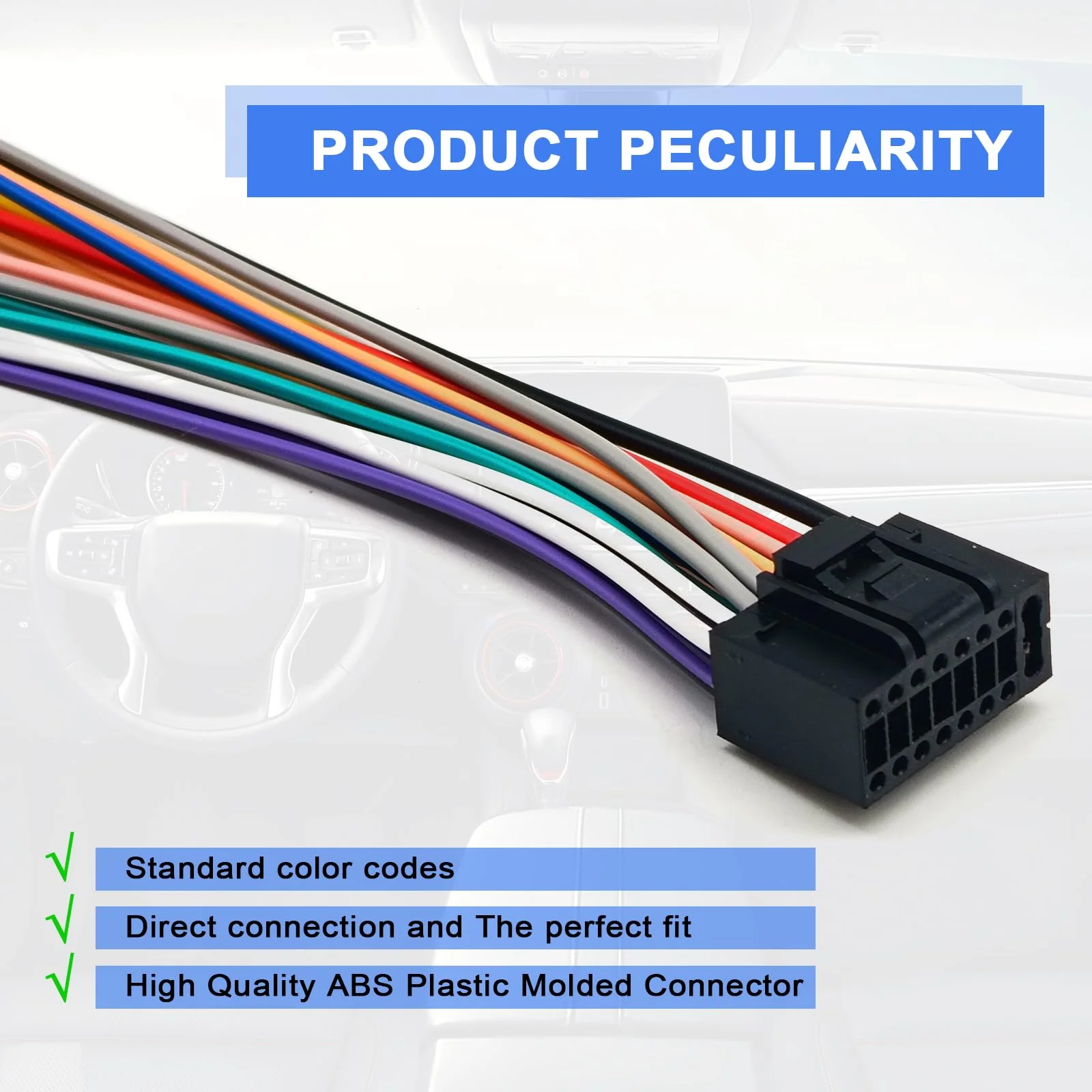 16 Pin Vehicle Aftermarket Wiring Harness Compatible with Kenwood CD DVD Navigation in-Dash,Kenwood car Stereo Wiring Harness,XT91016 Car Stereo CD Player Wiring Harness - Image 5