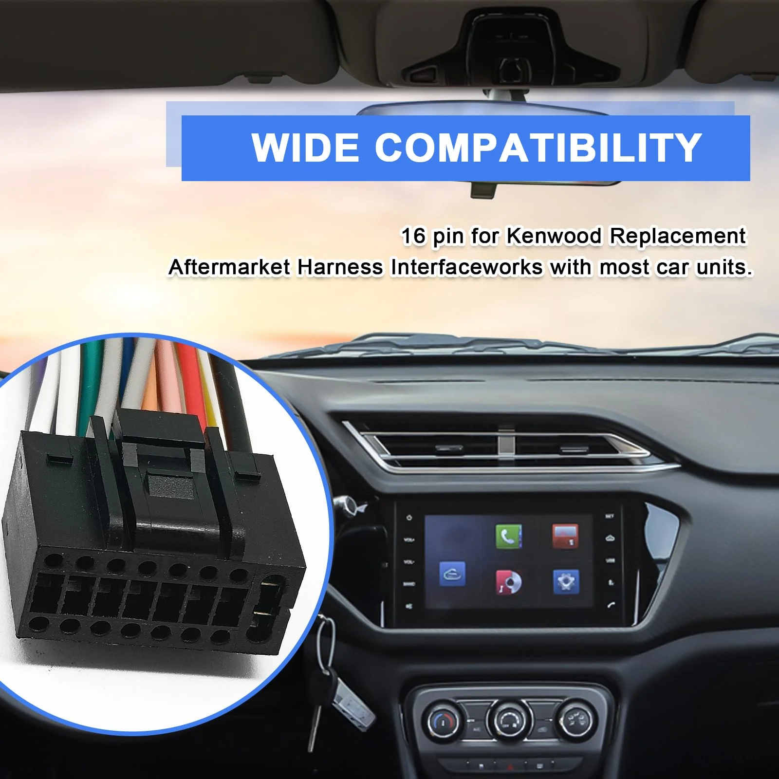 16 Pin Vehicle Aftermarket Wiring Harness Compatible with Kenwood CD DVD Navigation in-Dash,Kenwood car Stereo Wiring Harness,XT91016 Car Stereo CD Player Wiring Harness - Image 6