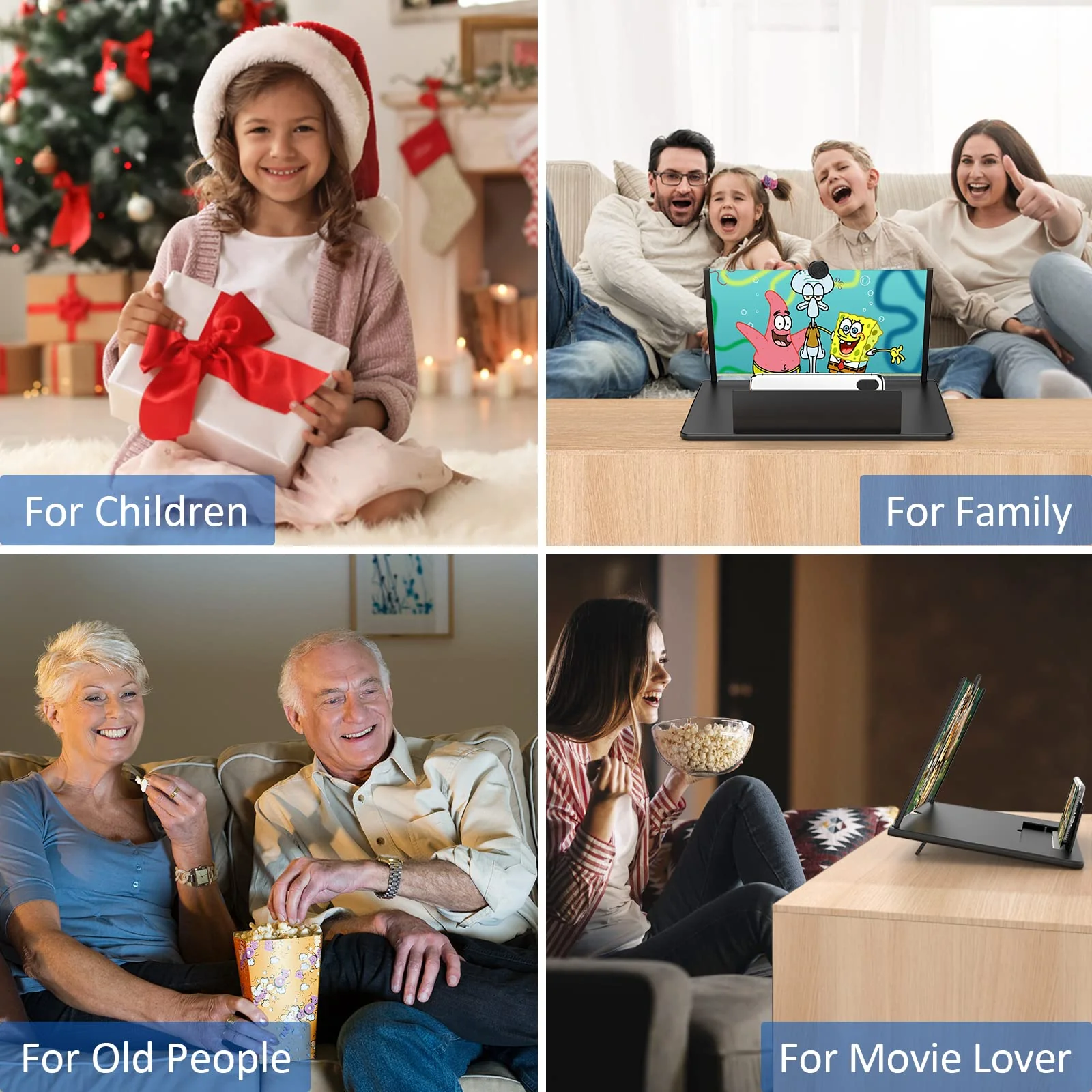 16" Screen Magnifier -3D HD Mobile Phone Magnifying Projector Screen Enlarger for Movies, Videos and Gaming – Foldable Phone Stand Holder with Screen Amplifier–Compatible with All Smartphones Black-16 inch - Image 7