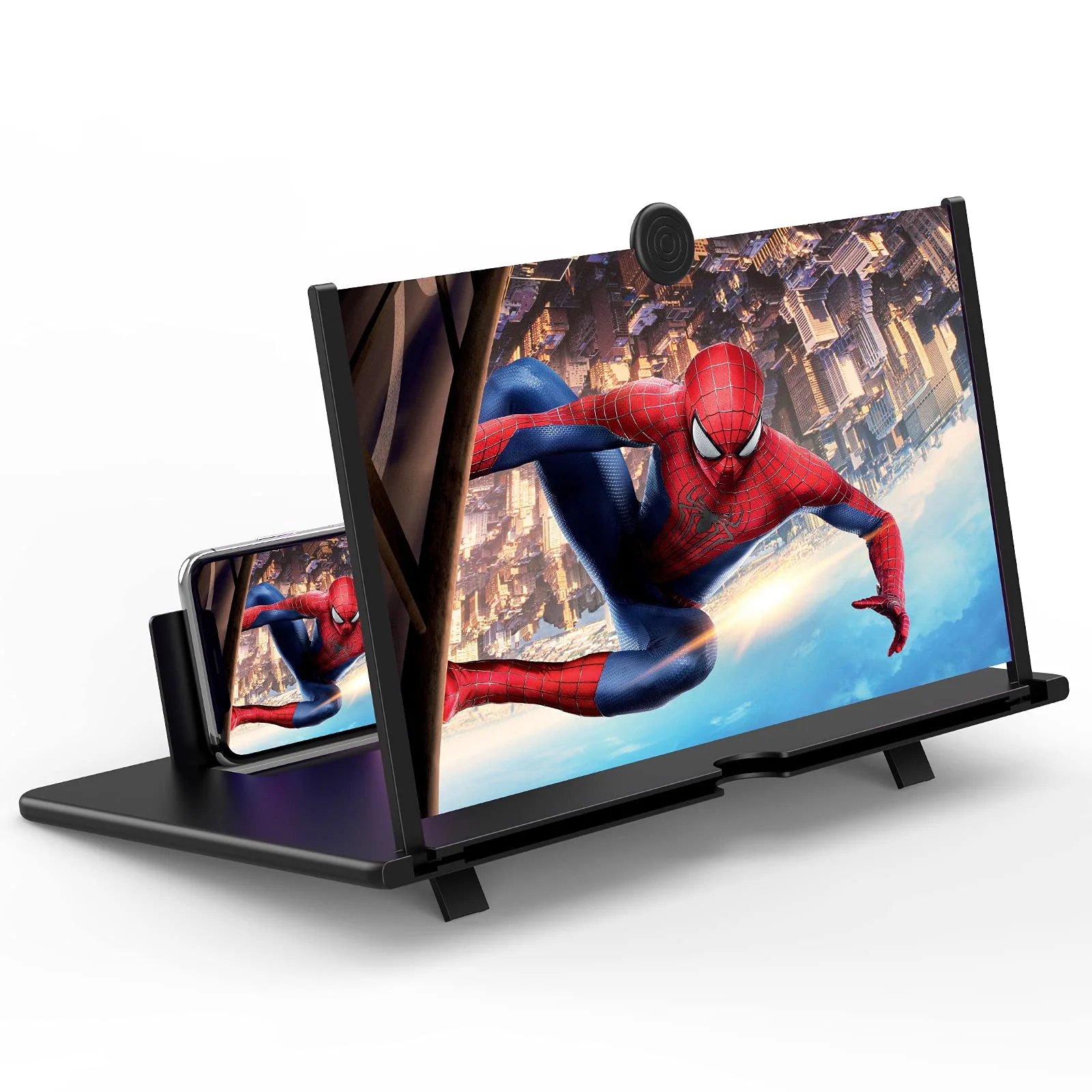 16" Screen Magnifier -3D HD Mobile Phone Magnifying Projector Screen Enlarger for Movies, Videos and Gaming – Foldable Phone Stand Holder with Screen Amplifier–Compatible with All Smartphones Black-16 inch - Image 8