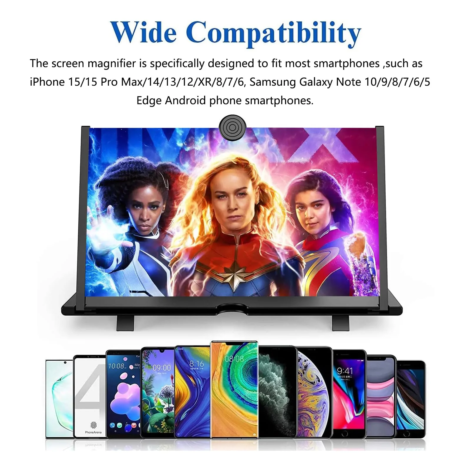 16" Screen Magnifier for Mobile Phone –3D HD Cell Phone Magnifying Projector Screen Enlarger for Movies, Videos, and Gaming–Foldable Phone Stand with Screen Amplifier–Supports All Smartphones (Black) Black - Image 3