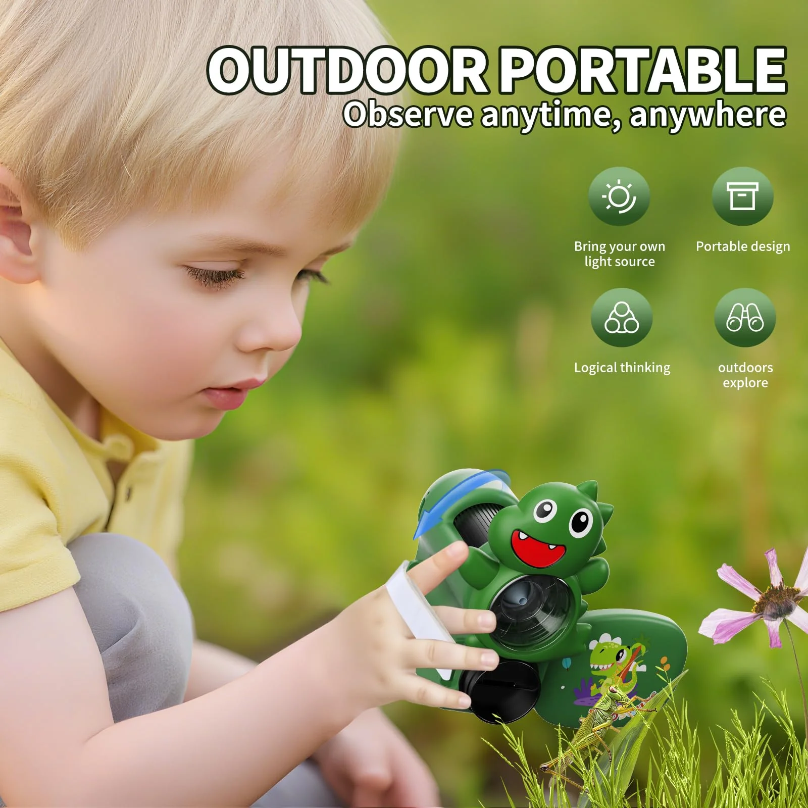 1600X Handheld Microscope for Kids 2" IPS Screen Kit Mini Pocket Digital Microscopes STEM Science with Slides Photo Video Rechargeable Portable Scope Gift for Ages 6-12 (Green) Green - Image 2