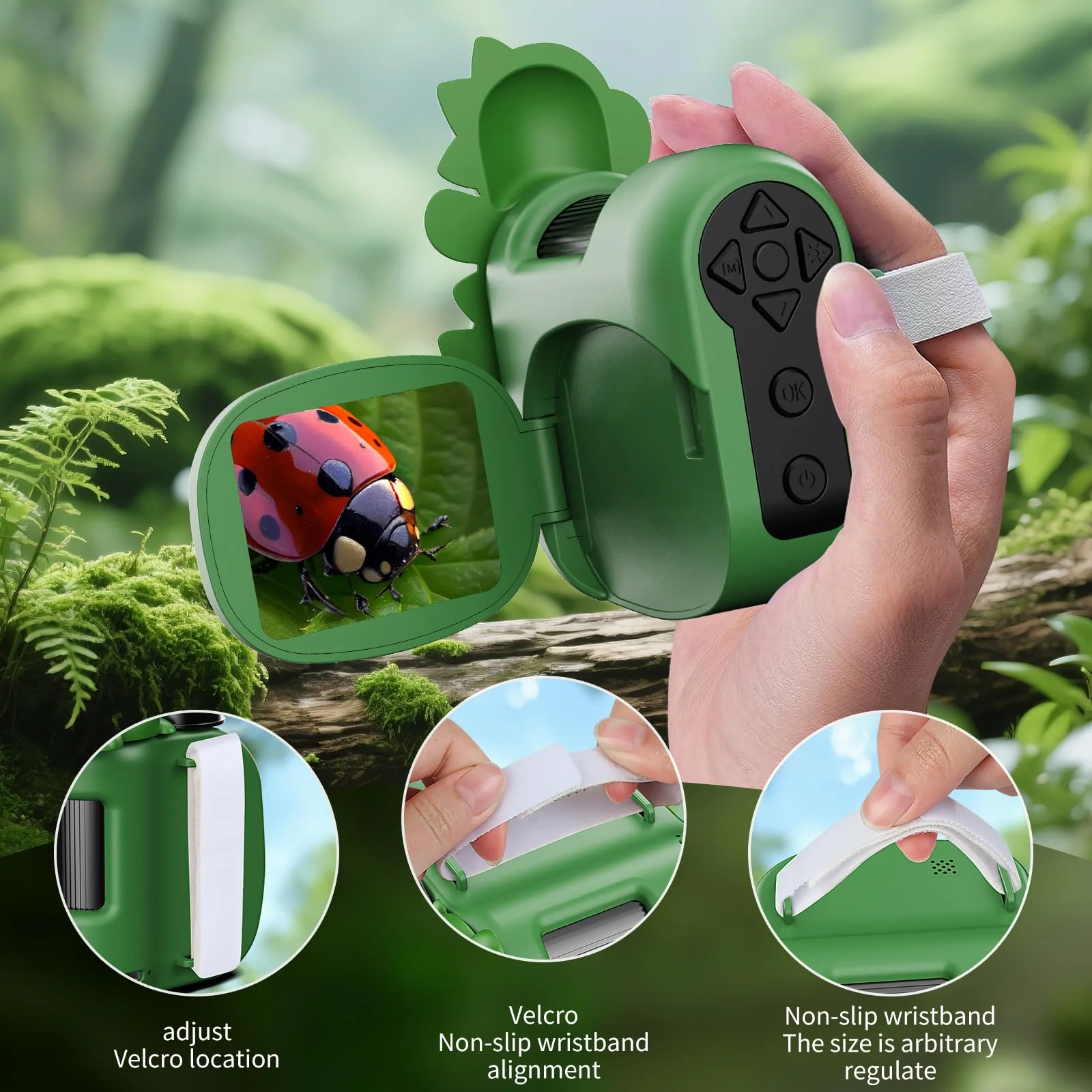 1600X Handheld Microscope for Kids 2" IPS Screen Kit Mini Pocket Digital Microscopes STEM Science with Slides Photo Video Rechargeable Portable Scope Gift for Ages 6-12 (Green) Green - Image 4