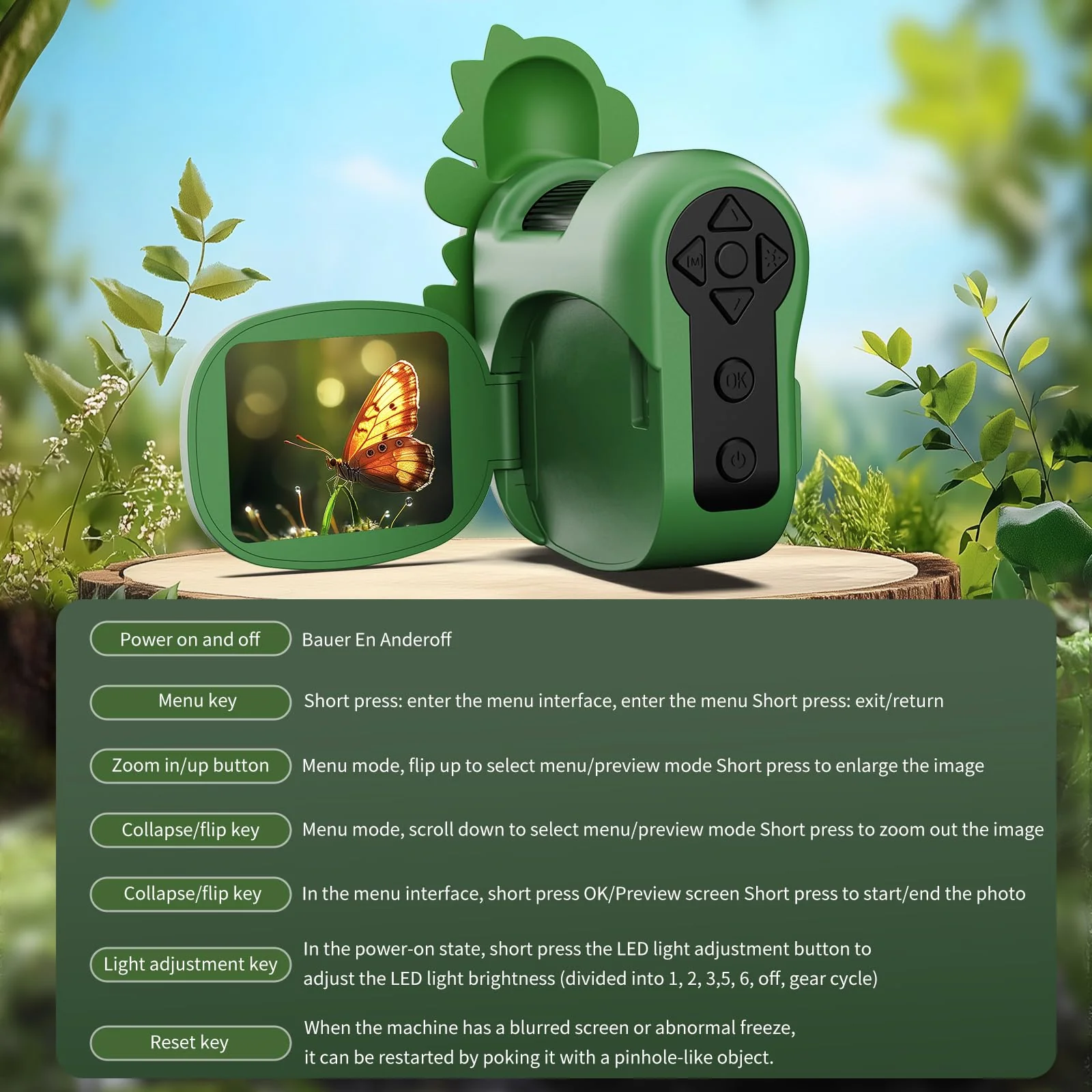 1600X Handheld Microscope for Kids 2" IPS Screen Kit Mini Pocket Digital Microscopes STEM Science with Slides Photo Video Rechargeable Portable Scope Gift for Ages 6-12 (Green) Green - Image 7