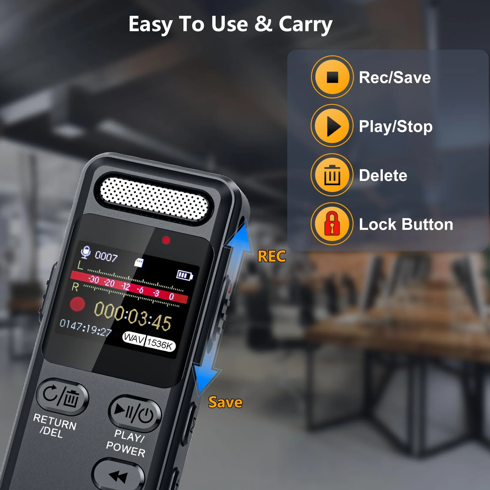 160GB Digital Voice Recorder with Playback, 1100mAh Audio Recording Device for Lecture Interviews, 1536Kbps Voice Activated Recorder with Noise Reduction, Password, External Microphone 160GB - Image 2