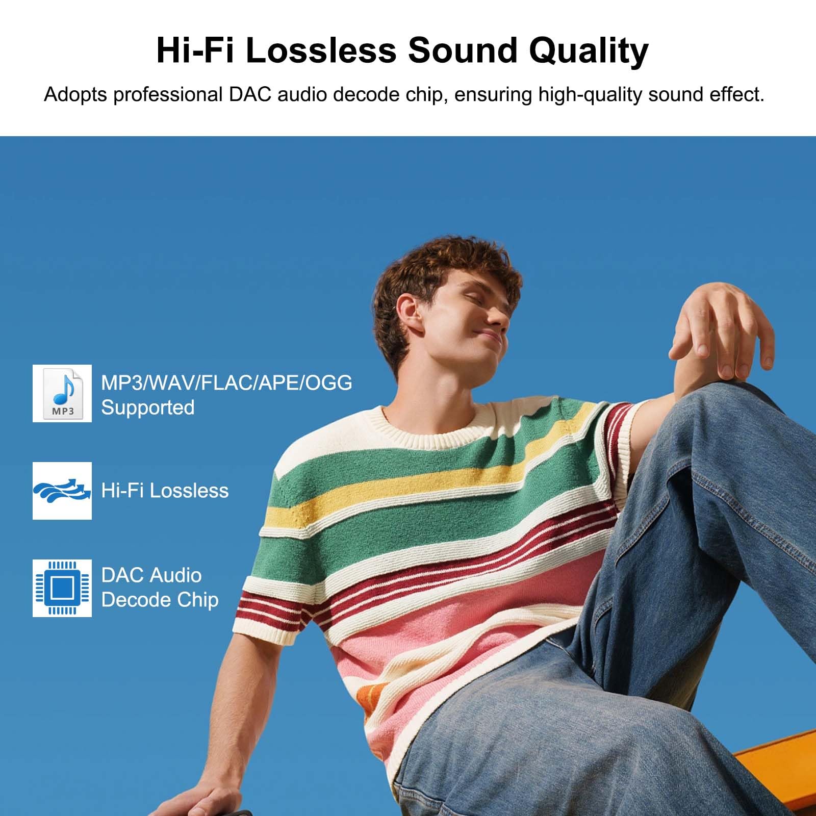 160GB MP3 Player for Kids with Bluetooth Portable Music Player 2.4" Large Screen Built-in Speaker Support Video FM Radio Voice Recorder E-Book Earphones Included - Image 3