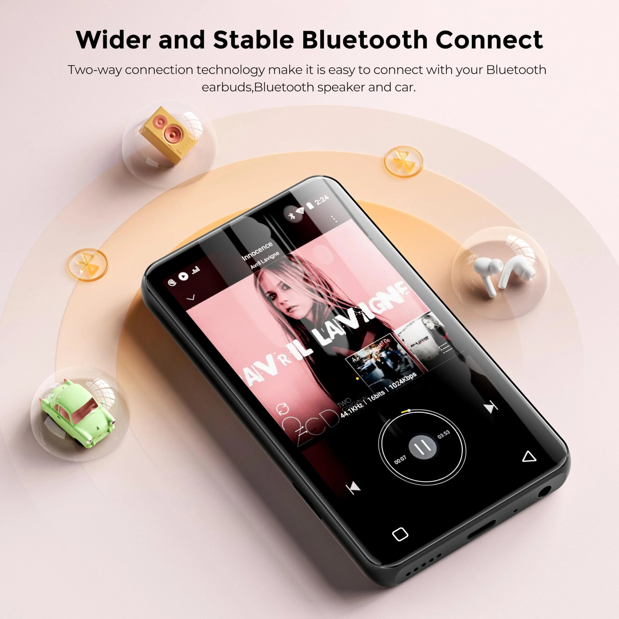 160GB MP3 Player with Bluetooth and WiFi, innioasis Music Player with Spotify,Pandora,Amazon Music,4" Touch Screen Android MP4 MP3 Player for Kids with Libby,Audible,Spotify Kids(Black) 160GB Black - Image 6