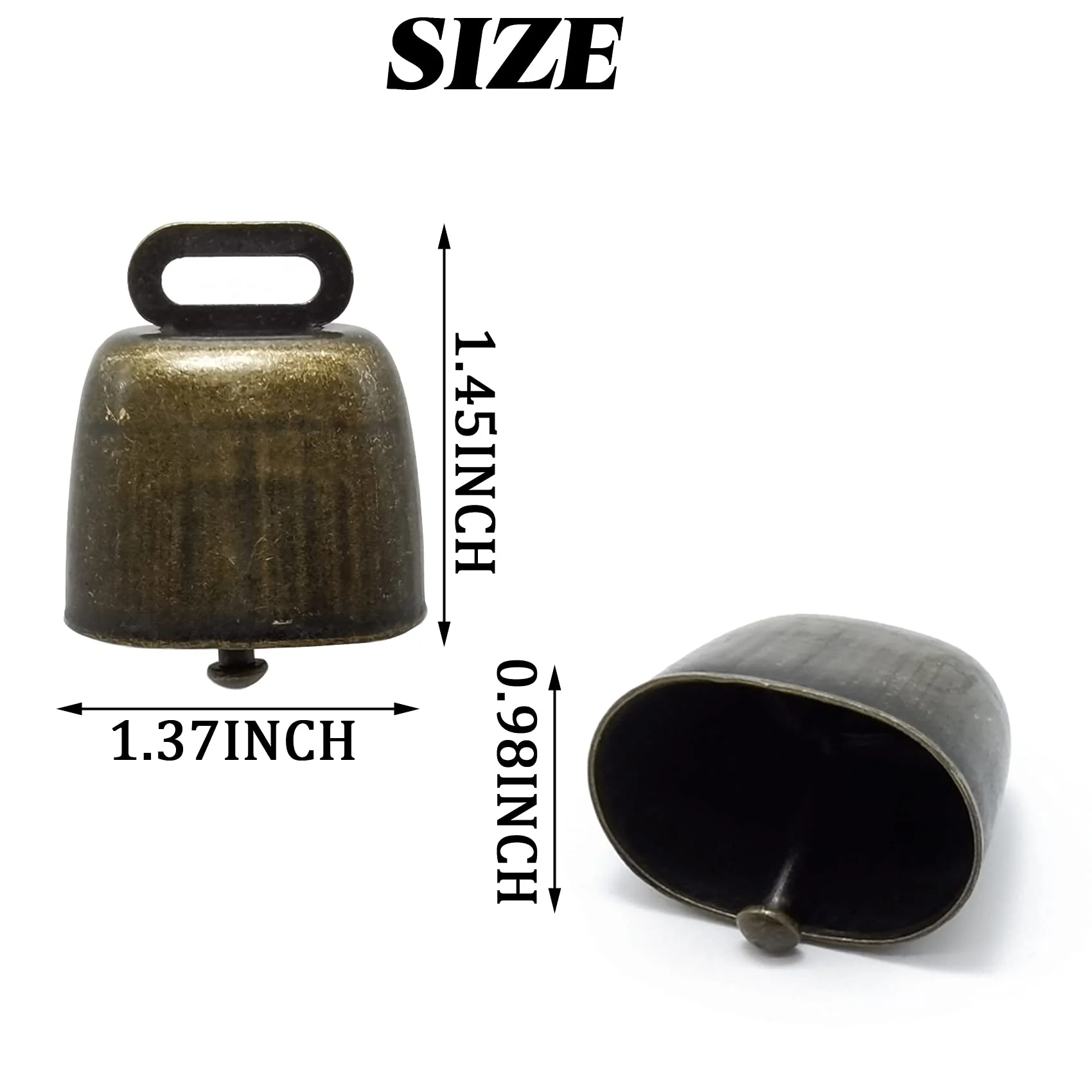 16PCS Cow Horse Sheep Grazing Copper Bells Small Brass Bells Cattle Goat Farm Loud Bronze Bell Long Distance Horse Sheep Iron Bells, 2 Colors copper and brass - Image 2