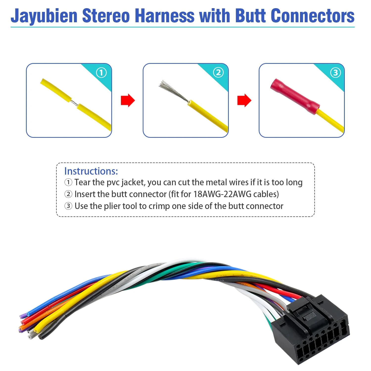 16Pin Radio Wire Harness Compatible with Kenwood ISO Stereo Wiring Harness Plug, Fit for KDC KRC Car Radio Adapter Non AMP - Image 4