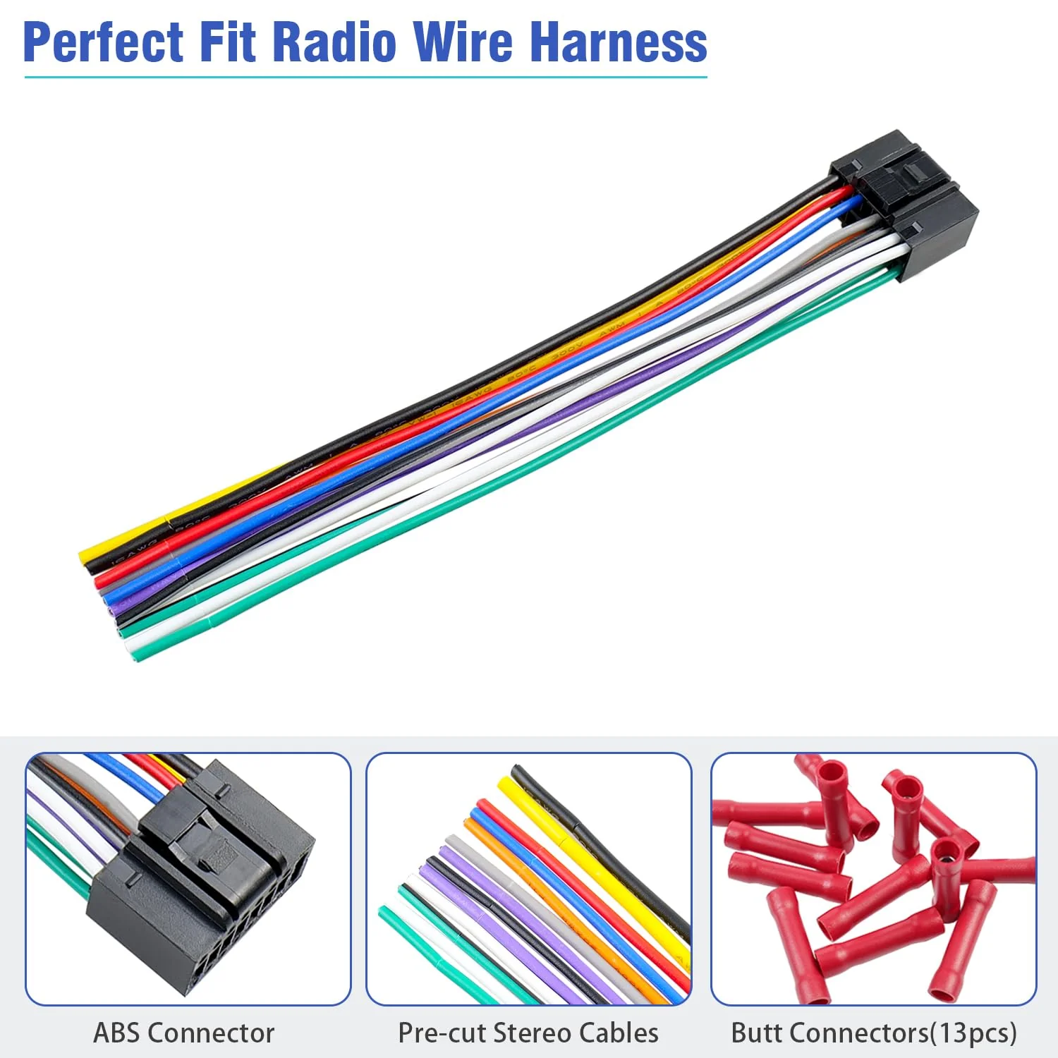 16Pin Radio Wire Harness Compatible with Kenwood ISO Stereo Wiring Harness Plug, Fit for KDC KRC Car Radio Adapter Non AMP - Image 5