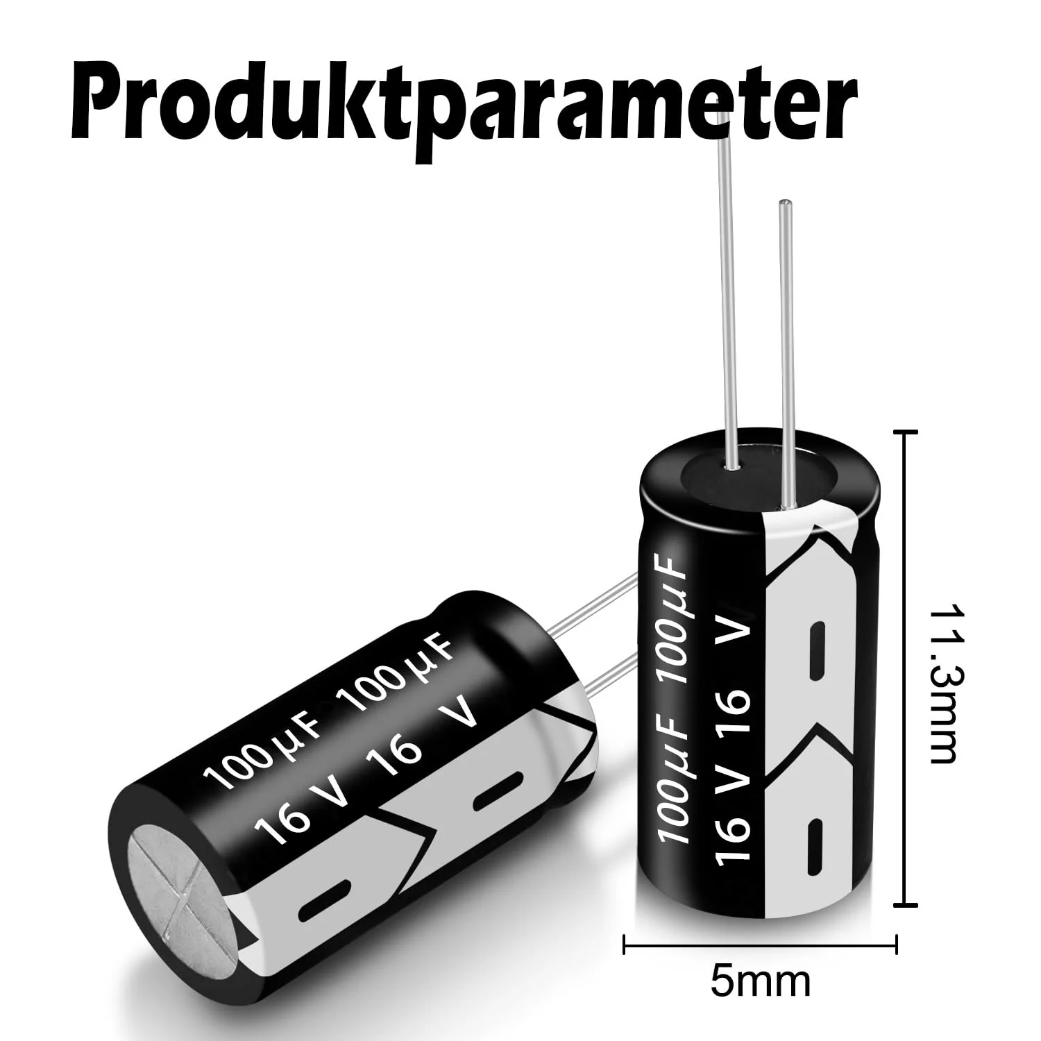 16V 100µF 50/60HZ Electrolytic Capacitors, Aluminium Electrolytic Capacitors, 5 x 11 mm, Capacitors 100uF 16V, Suitable for a Wide Range of Electronic Applications, Switching Power Supplies (20 Pieces 100µF 16V - Image 3