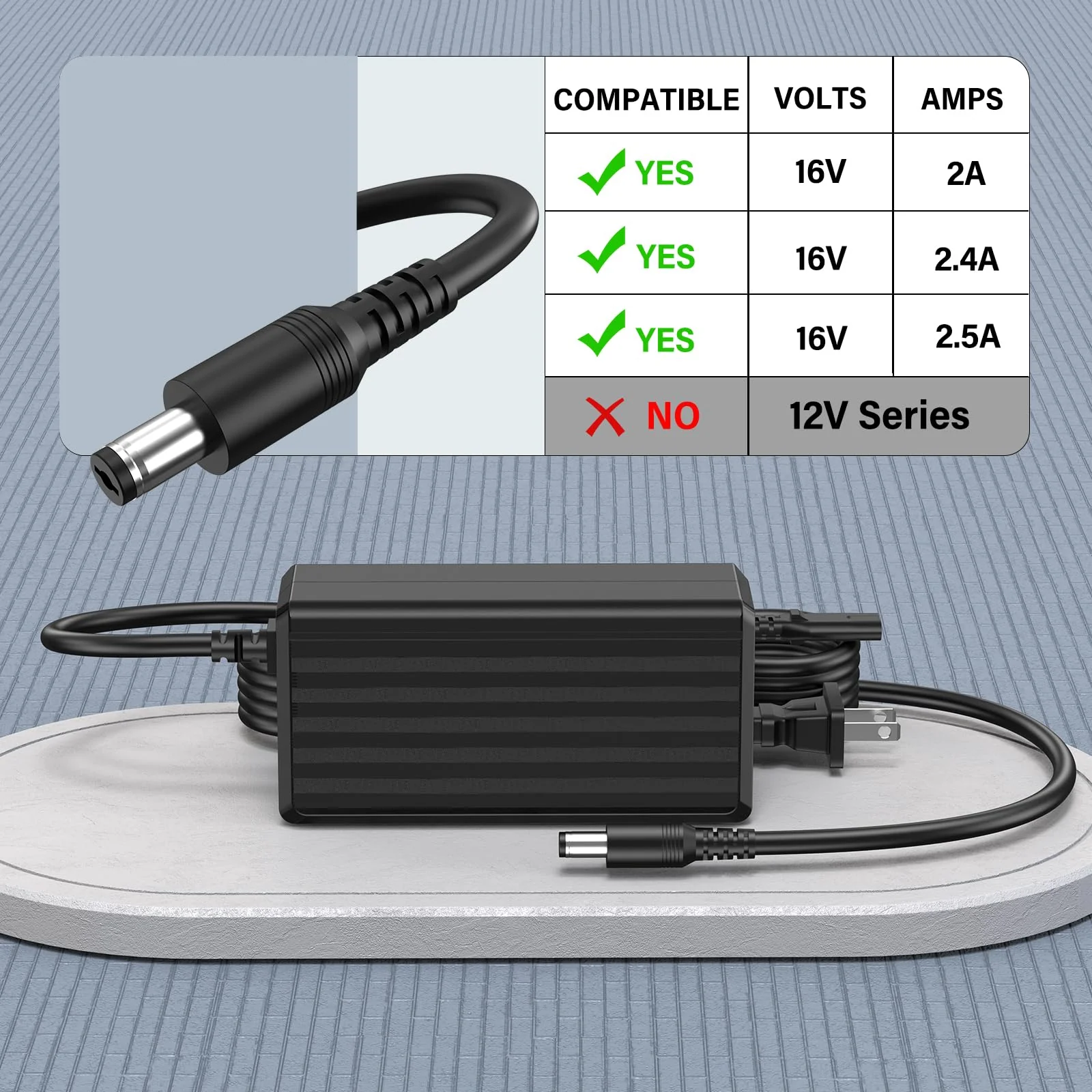 16V 2.5A for Yamaha PA-300 Charger Power Cord for Yamaha PA300 PA-301 PA-300B PA-300C P-120S P-120 S Pro ES XS Synthesizer PSR PSR-S PSRS PSR-1000 PSR-S500 Keyboard Piano AC DC Adapter Plug Cable Wire - Image 4