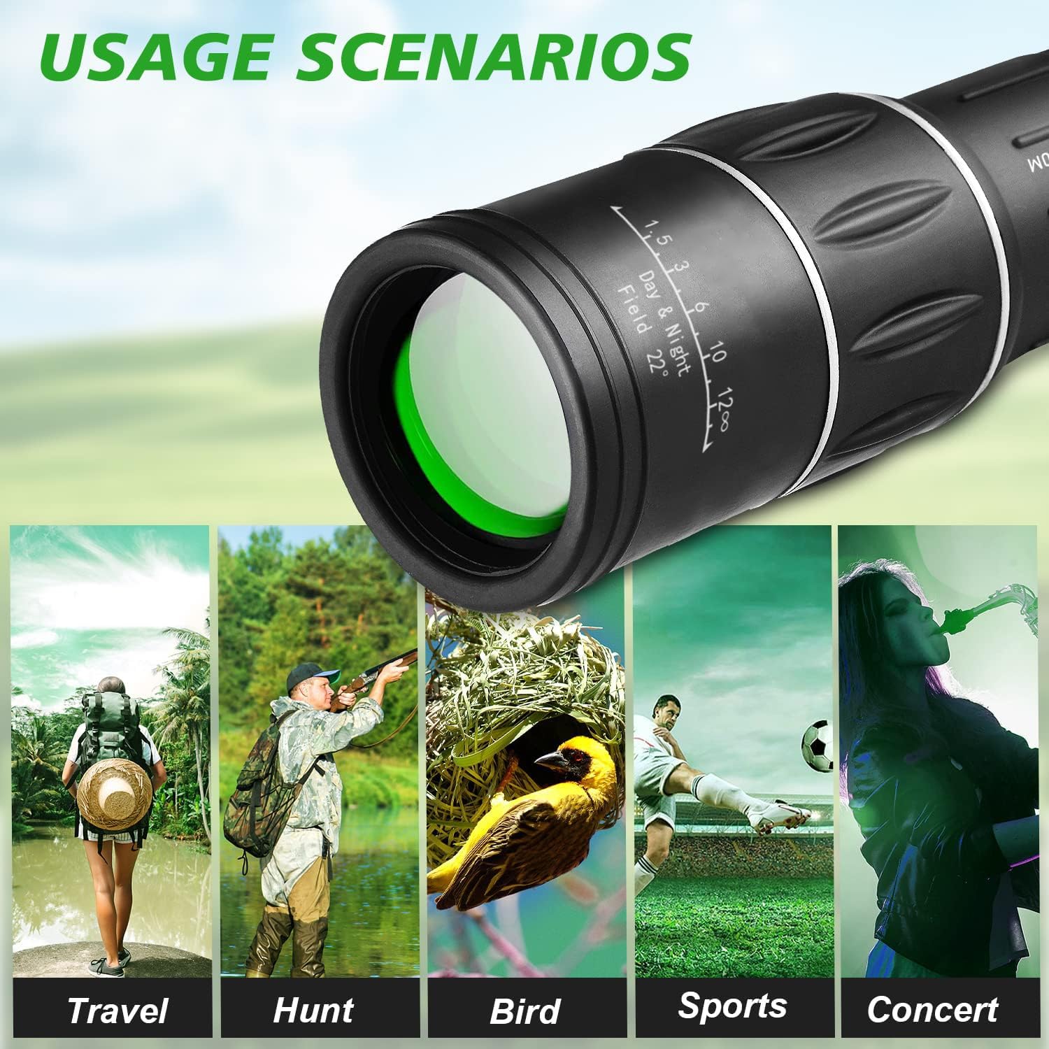 16X52 Mini Monocular Telescope High Powered for Adults, Birthday Gifts for Men Dad Him Husband Teen Boys, BAK4 & FMC Prism Scope for Birdwatching Outdoors Hunting, Cool Gadgets for Men 16×52 - Image 6
